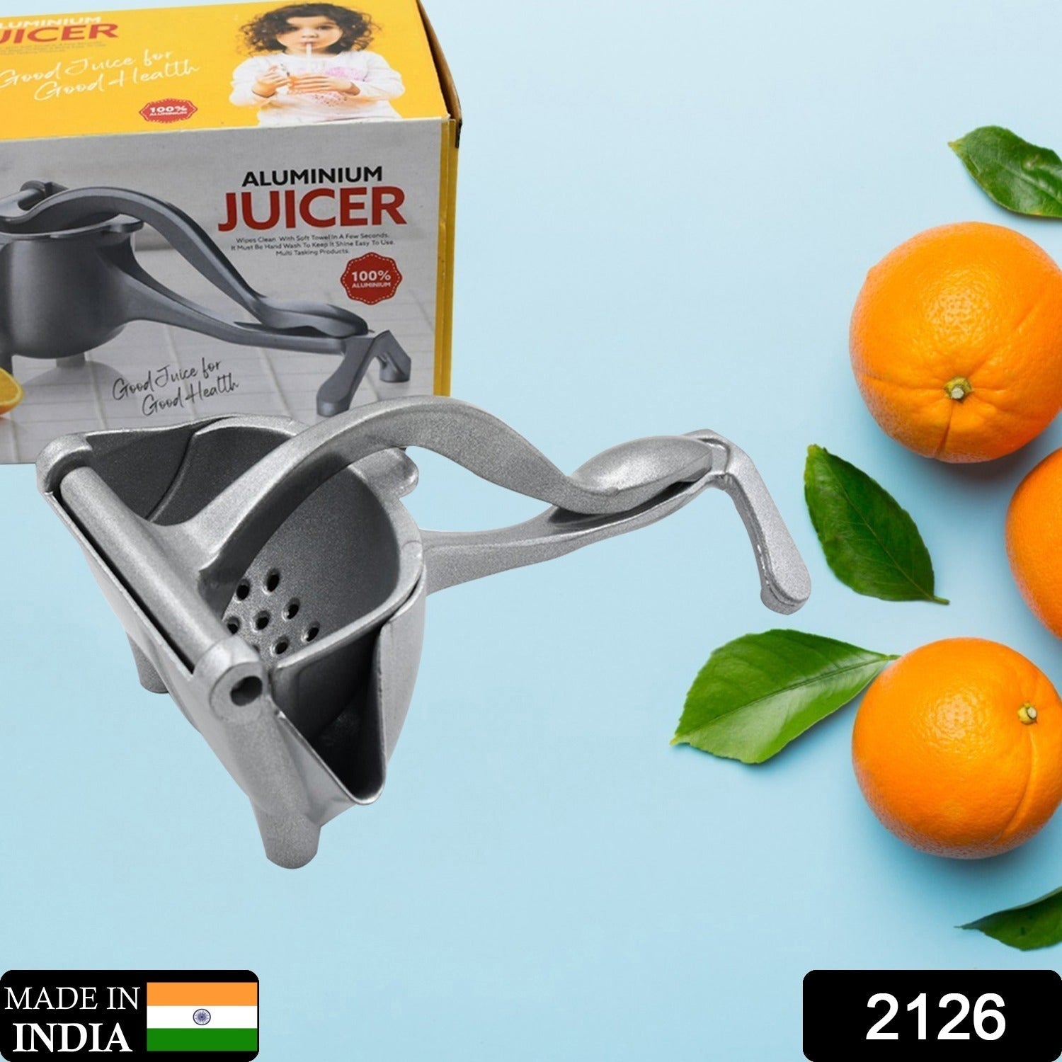 Ergonomic manual citrus press demonstrating easy juice extraction.
