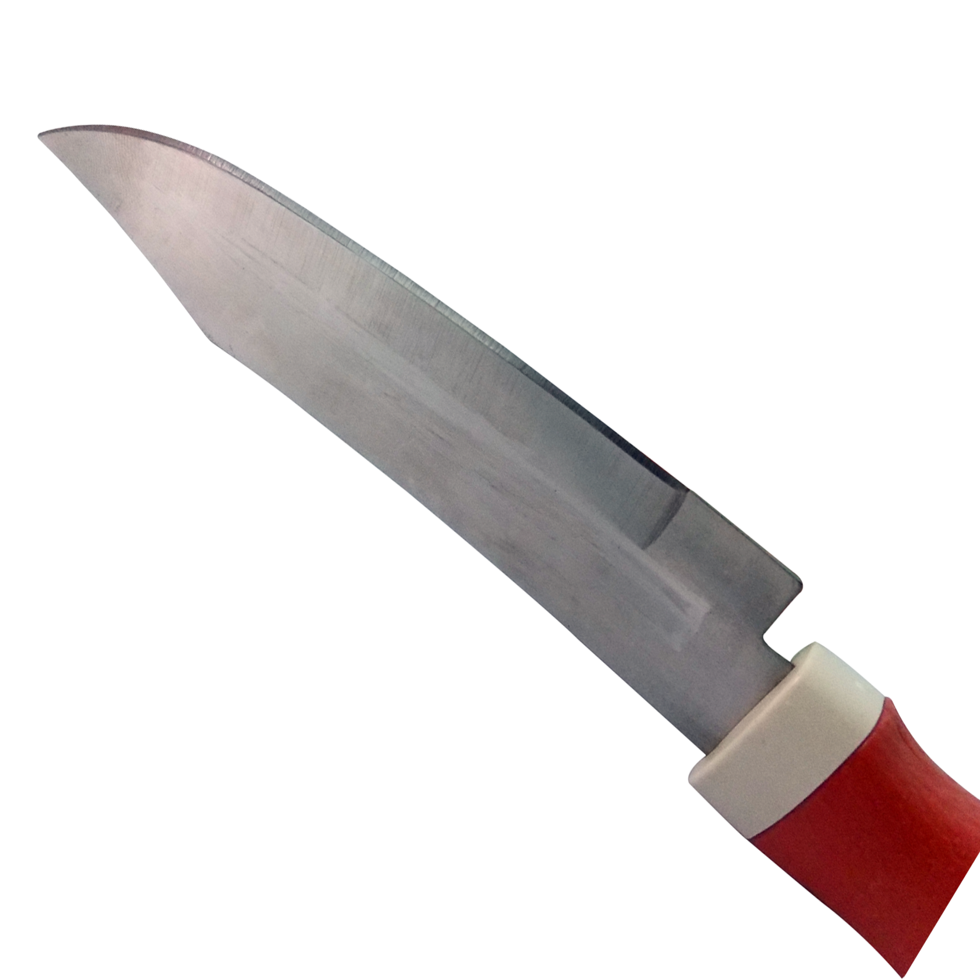 Small ceramic kitchen knife with a white blade and black protective cover for safe storage.