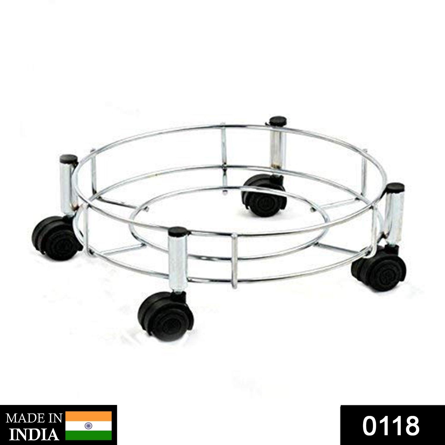 Side view of Indo Glow gas cylinder trolley for smooth movement