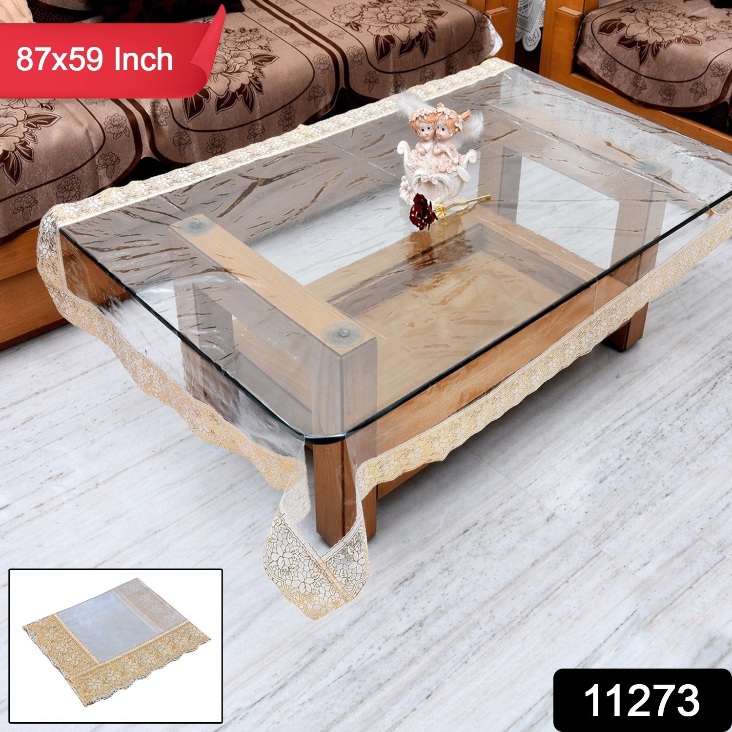 Waterproof clear PVC table protector for dining or center tables