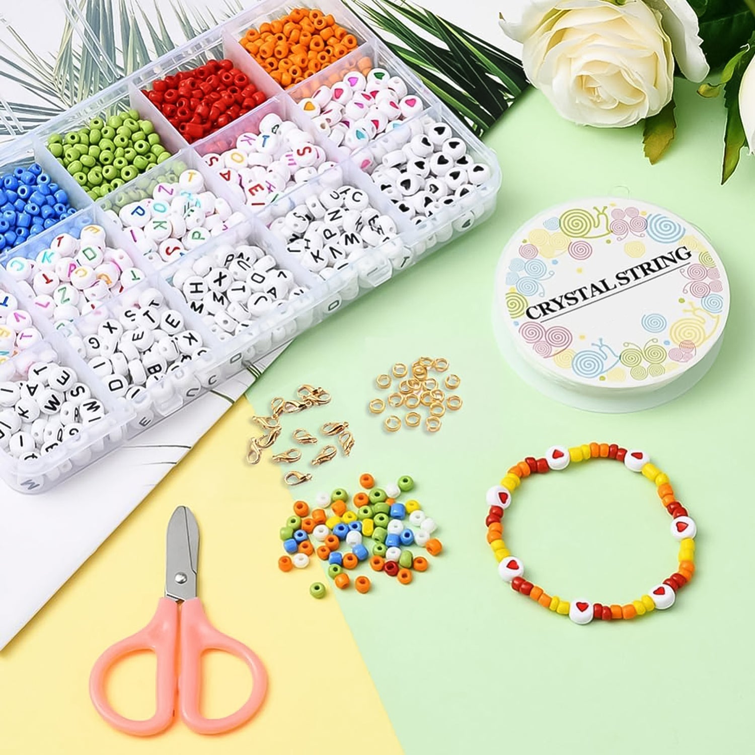 DIY Bracelet Making Kit with vibrant alphabet and colorful beads