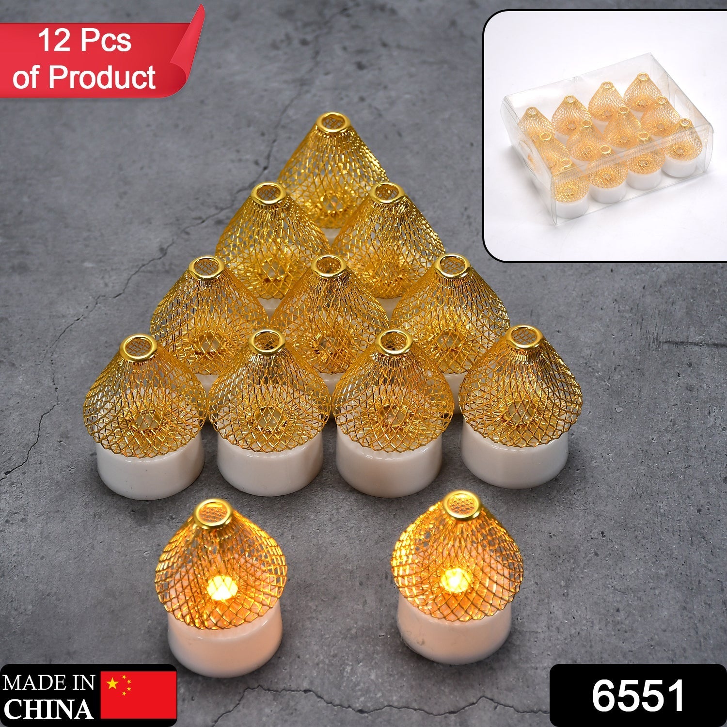 Overhead shot of a cluster of glowing Flameless LED Tea Light Candles creating a soft ambiance.