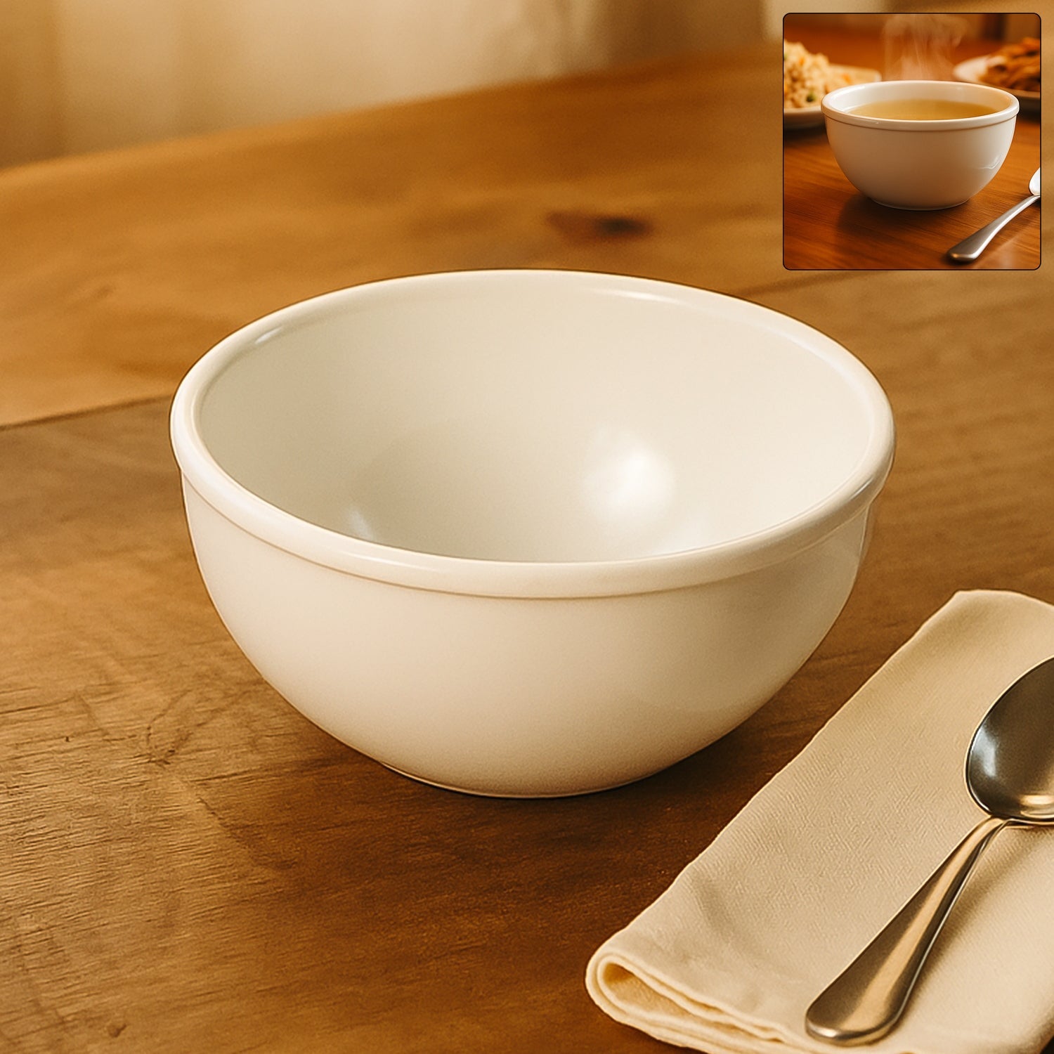 Premium melamine serving bowl placed on a dining table