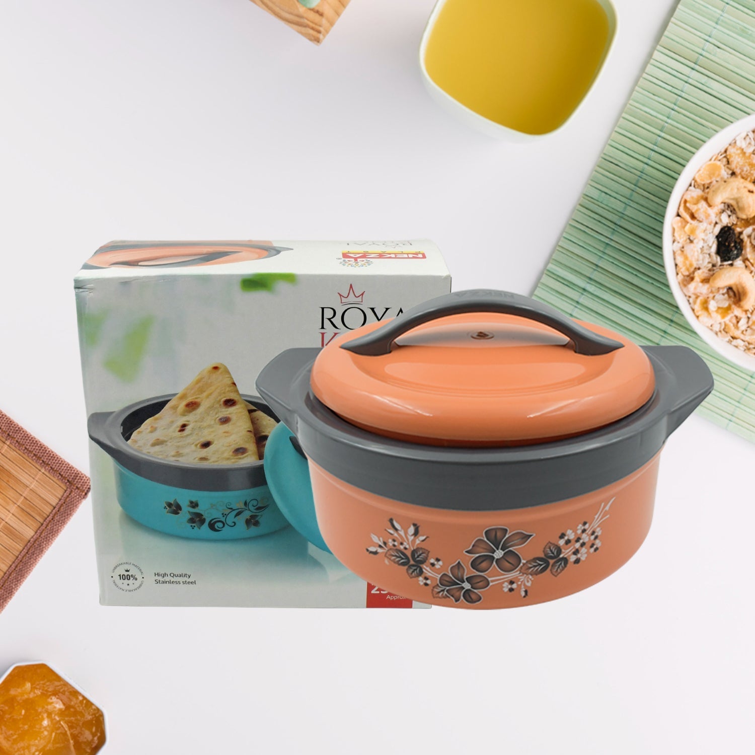 Floral Insulated Casserole Box, ideal for keeping rotis and chapatis warm for hours.