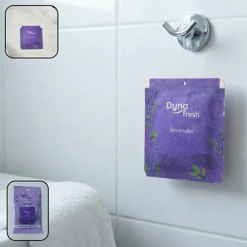 Lavender hanging air freshener gel 10gm in use in small space
