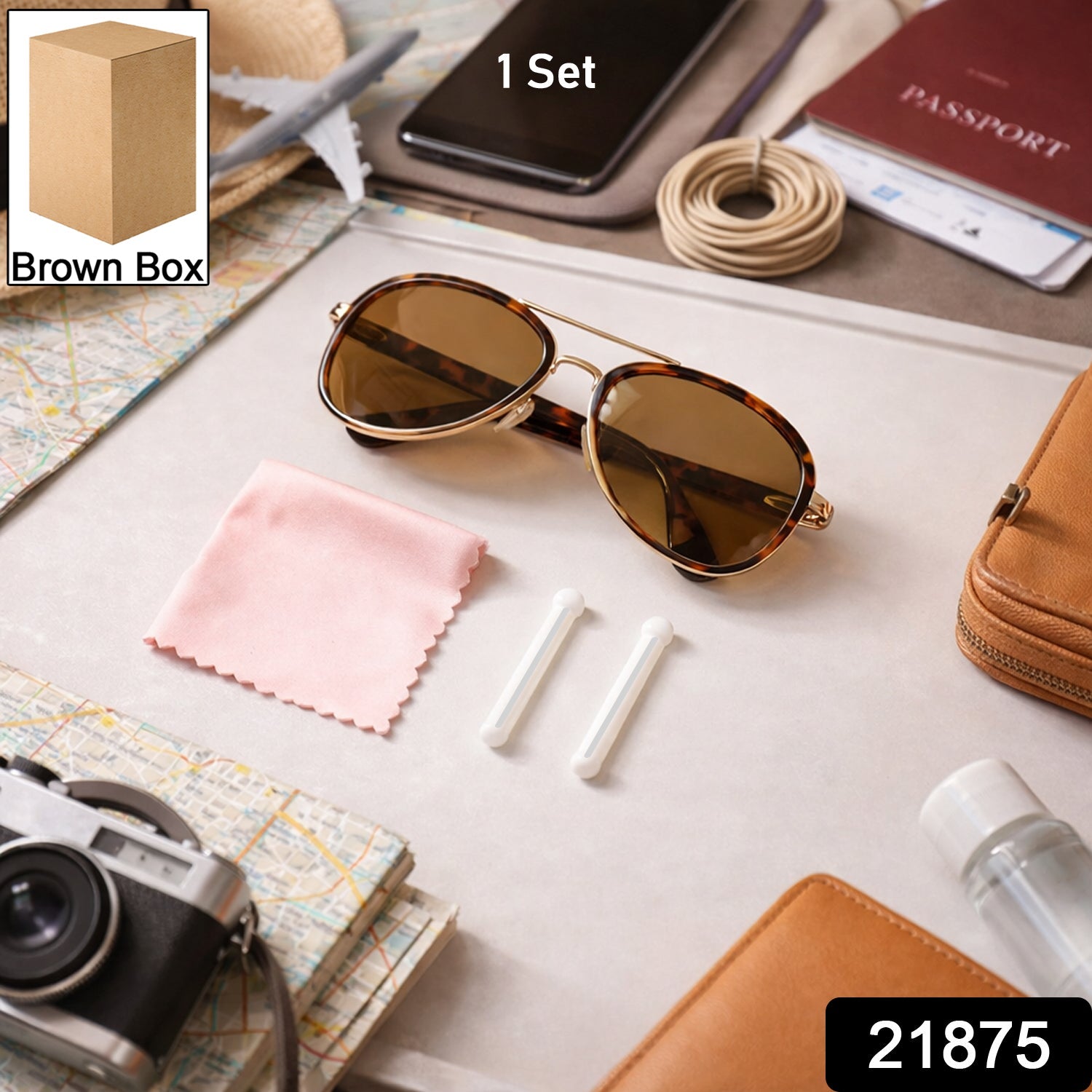 Eyewear cleaning and storage kit featuring lens cloth and protective accessories