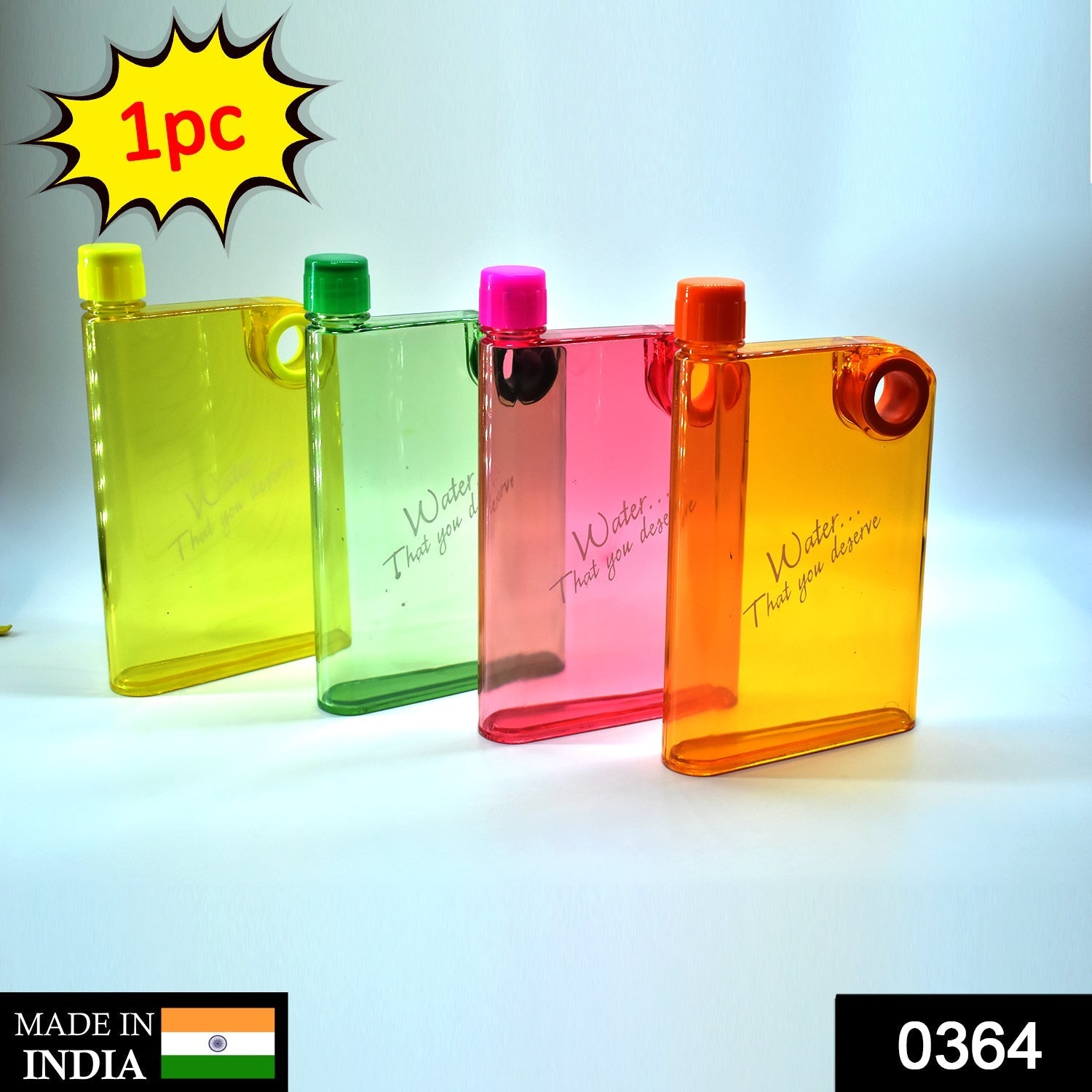 A vibrant, multicolor slim water bottle featuring a unique notebook-style design for portable hydration.