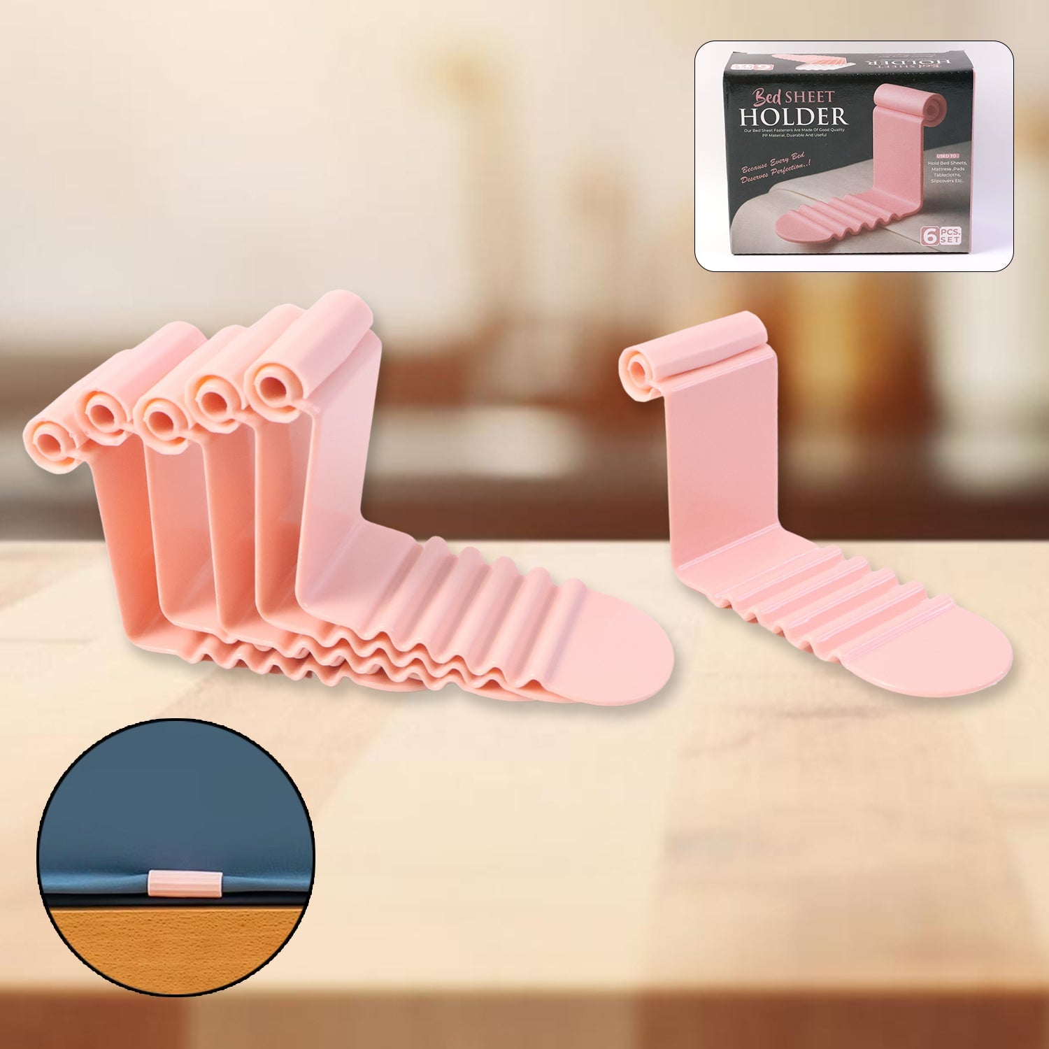 Multiple bed sheet holder clips holding sheets tightly on mattress