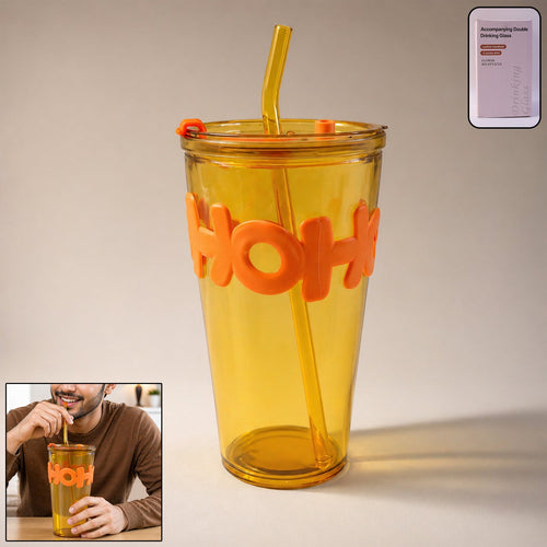 Transparent glass tumbler with lid and straw for stylish hydration