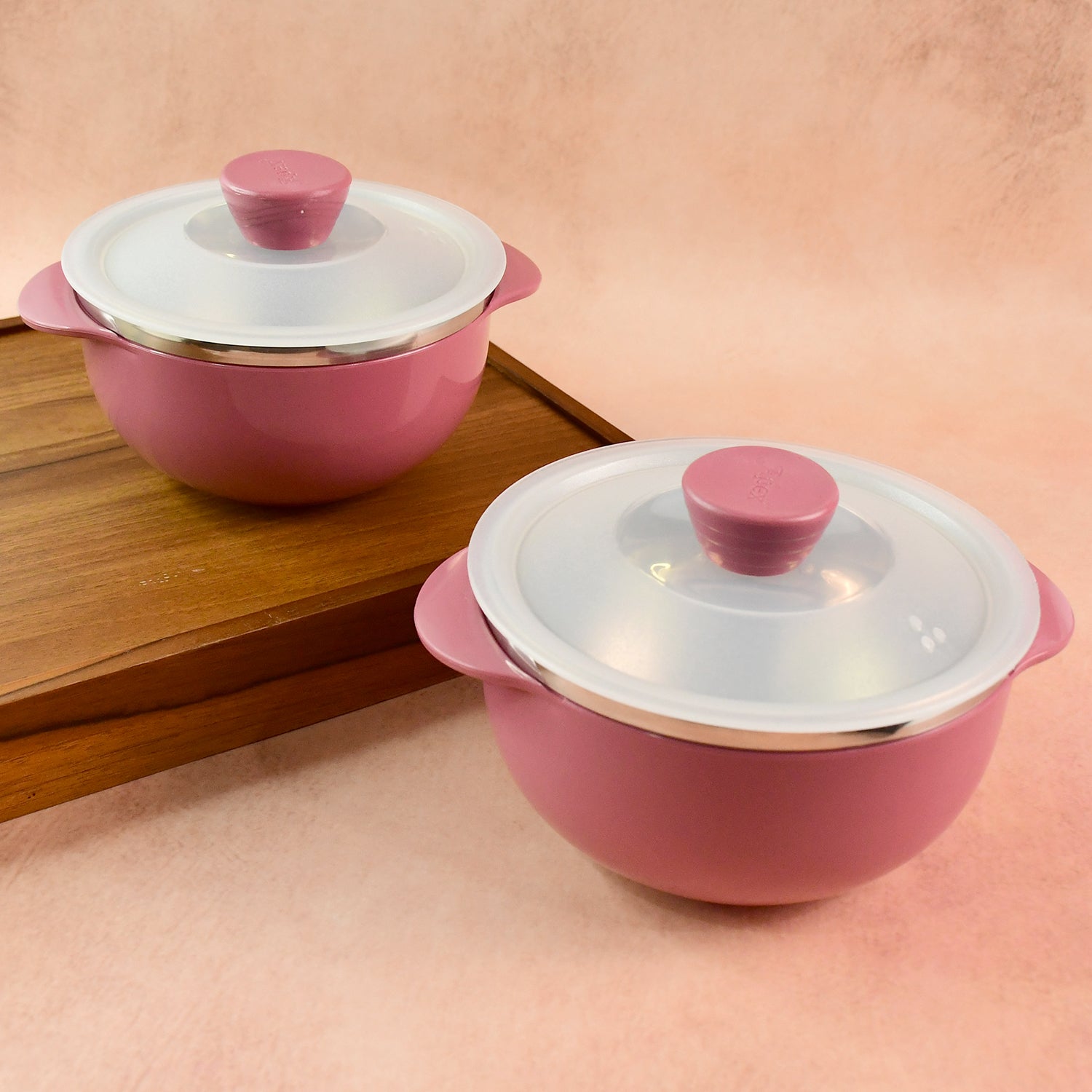 Stylish plastic serving bowls set ideal for microwave and freezer use
