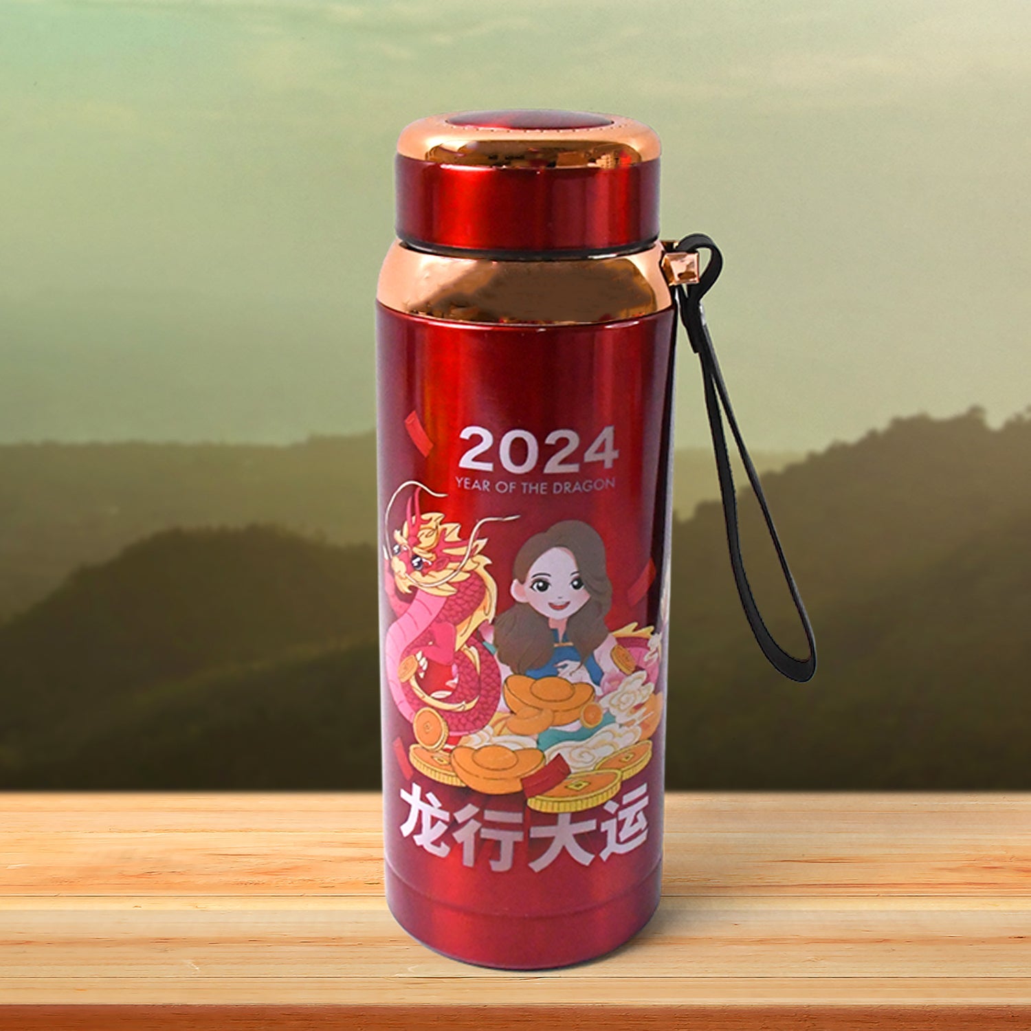 Printed vacuum insulated water bottle with chill pattern in 800 ML capacity