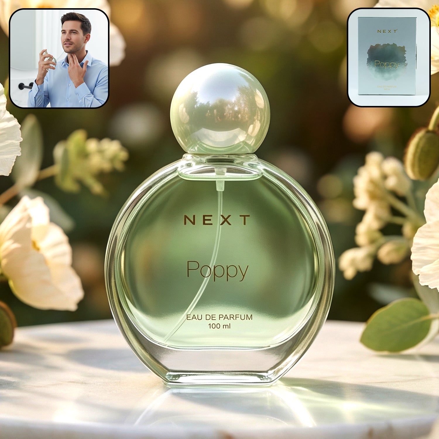 Next Premium Poppy eau de perfume 100 ml stylish bottle