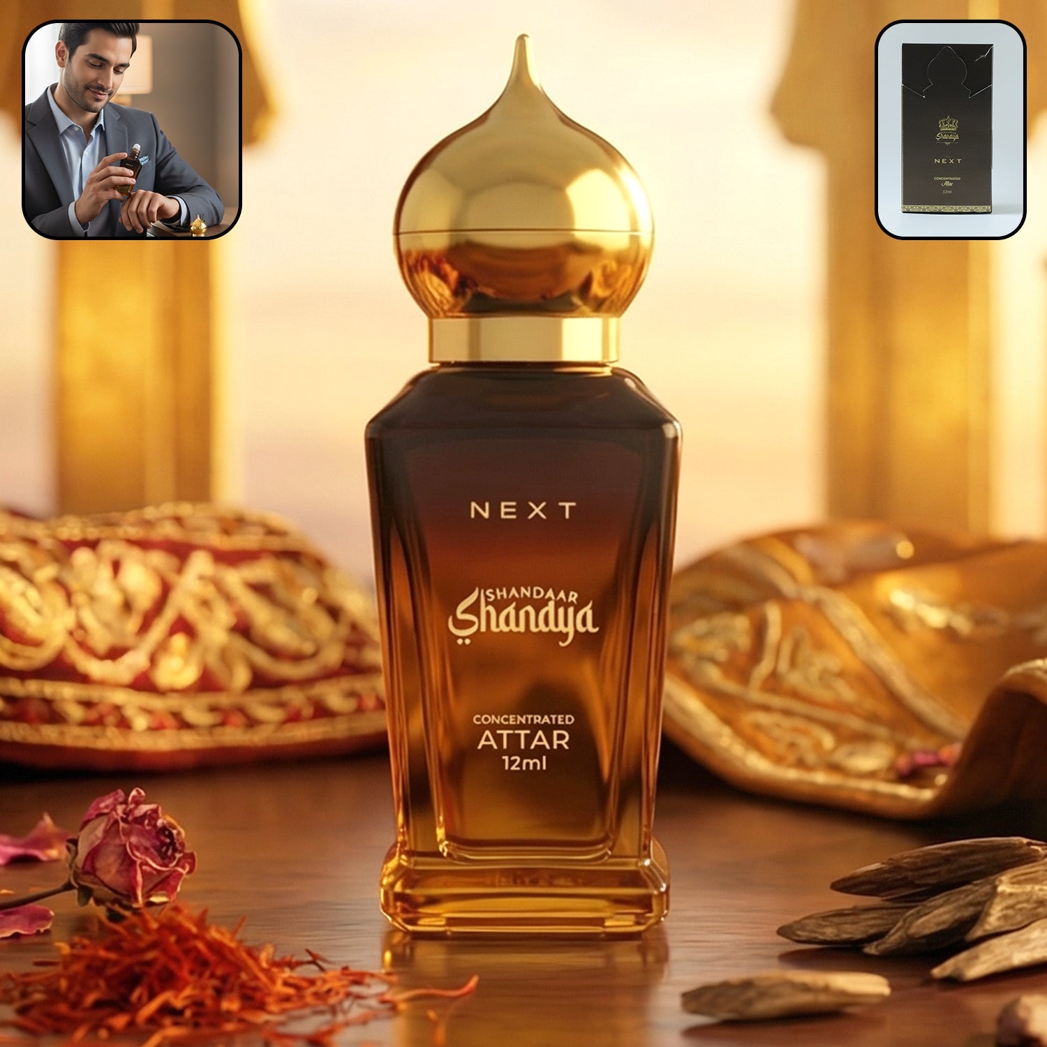 Luxury 12ml attar perfume bottle with elegant design