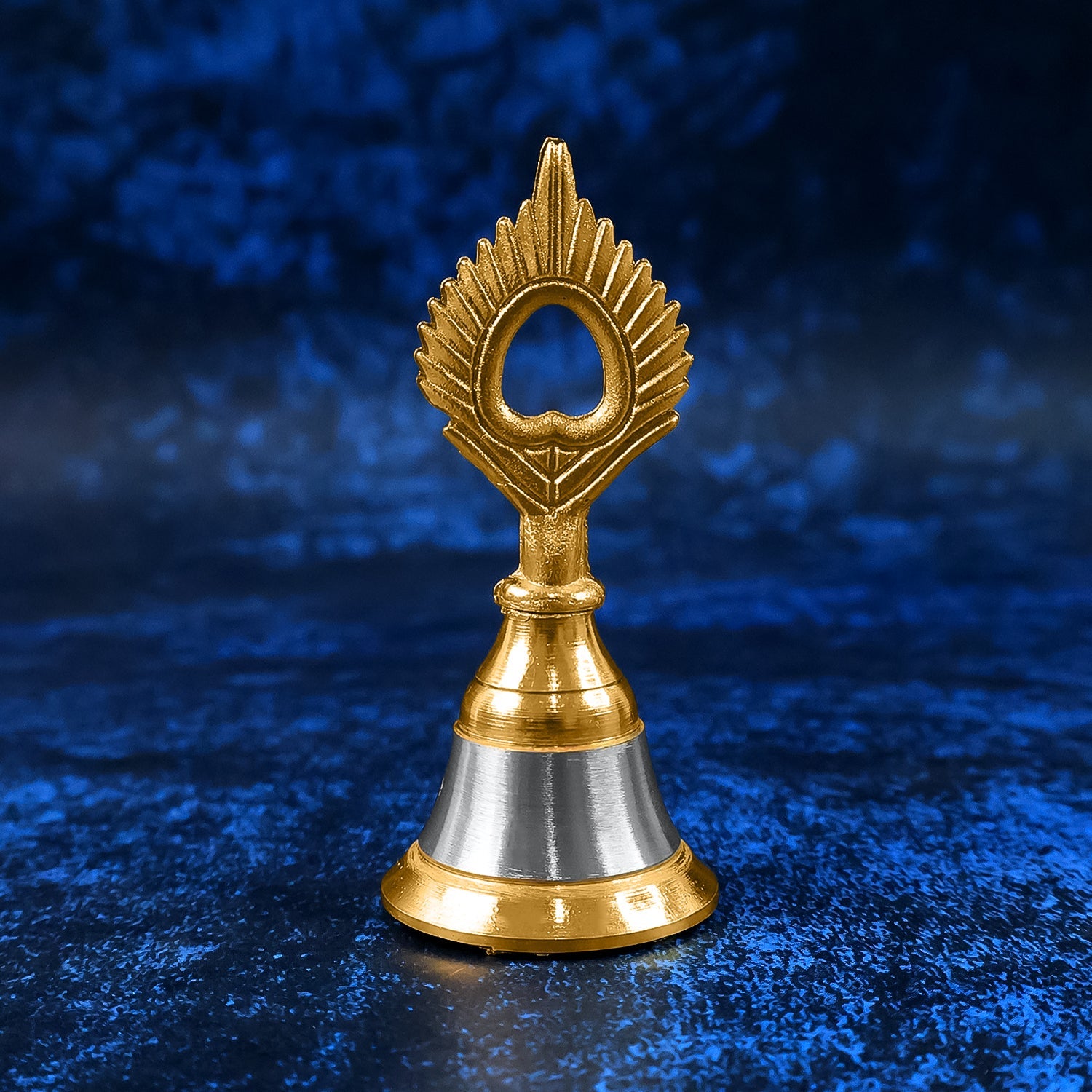 Handcrafted brass and steel temple ghanti showcasing intricate design