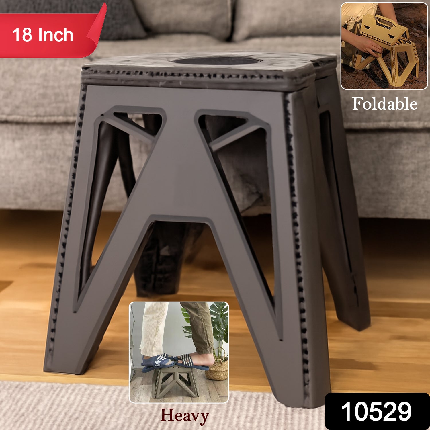 Folded 18 inch folding stool from Supermom for space-saving storage