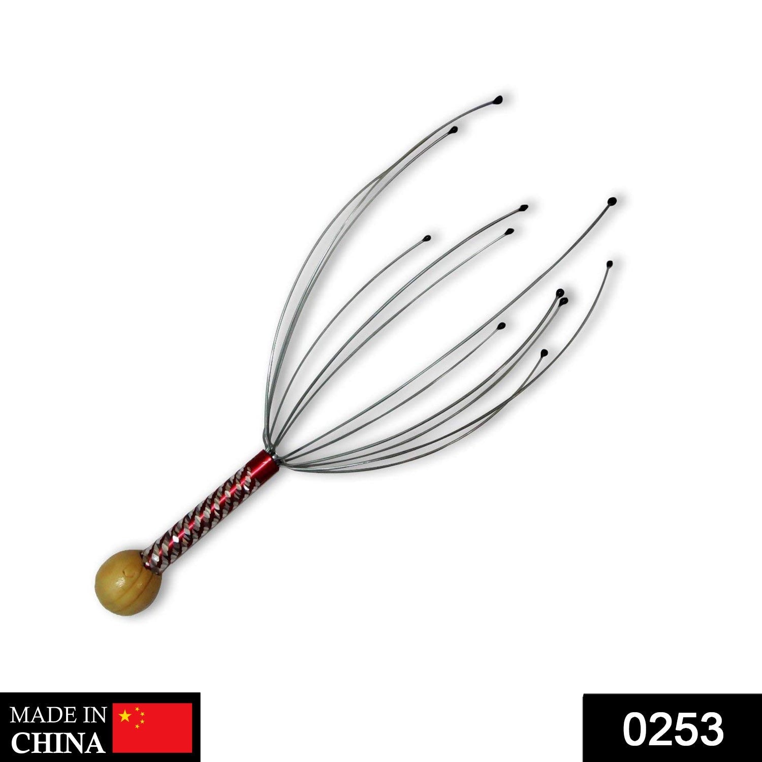 Ergonomic handheld scalp massager with resin tips for stress relief and relaxation.