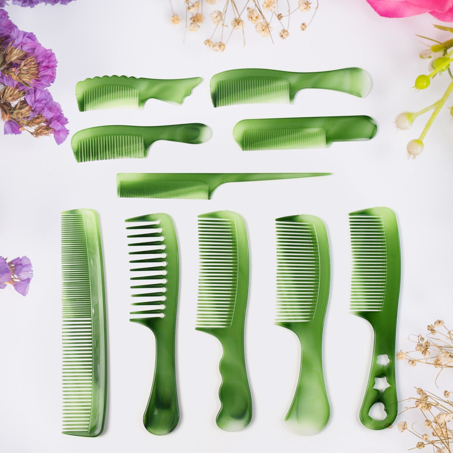 On-the-go multipurpose hair comb set featuring various comb styles