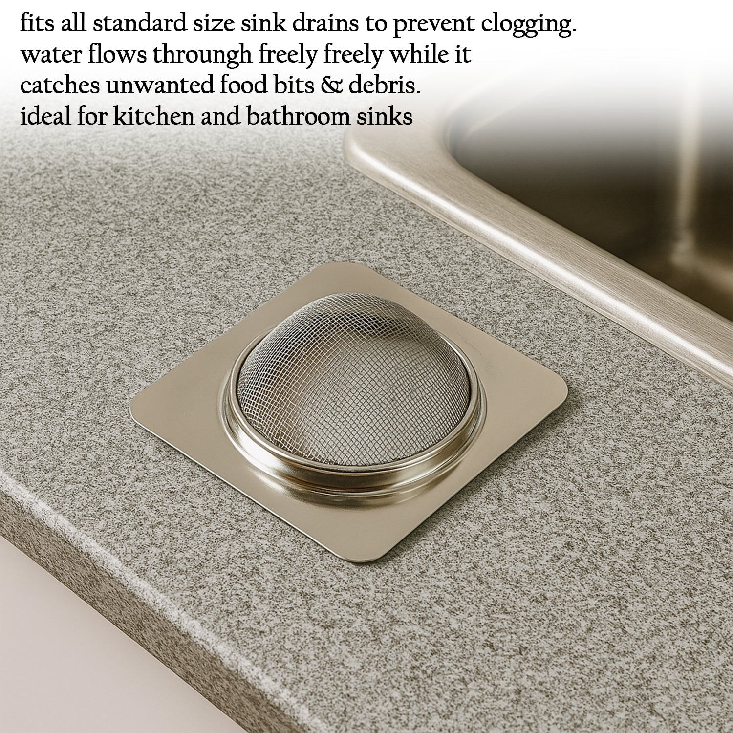 Square kitchen sink drain filter made of stainless steel