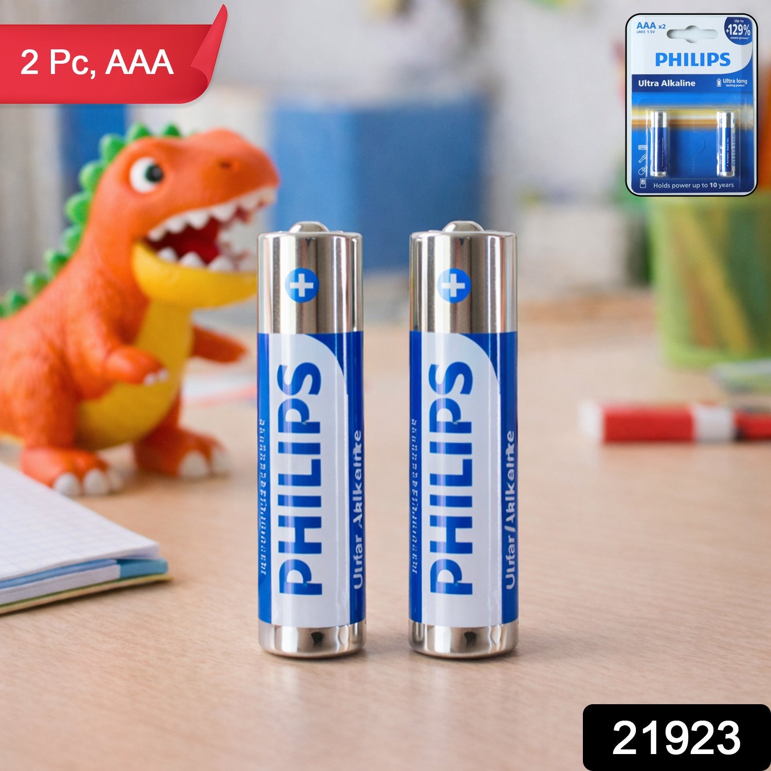 2-pack alkaline AAA batteries for remote controls and toys