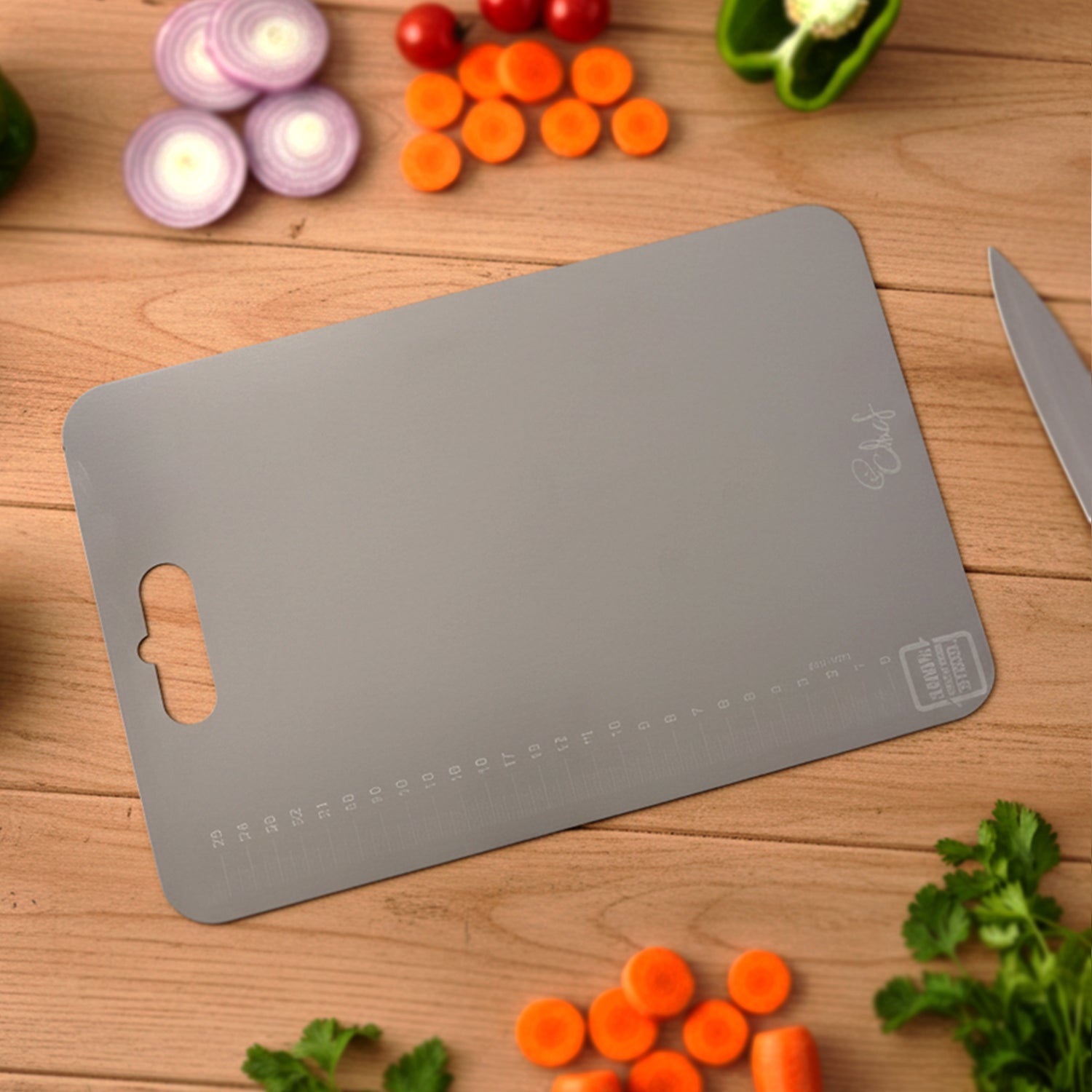 Heavy duty stainless steel food preparation cutting board