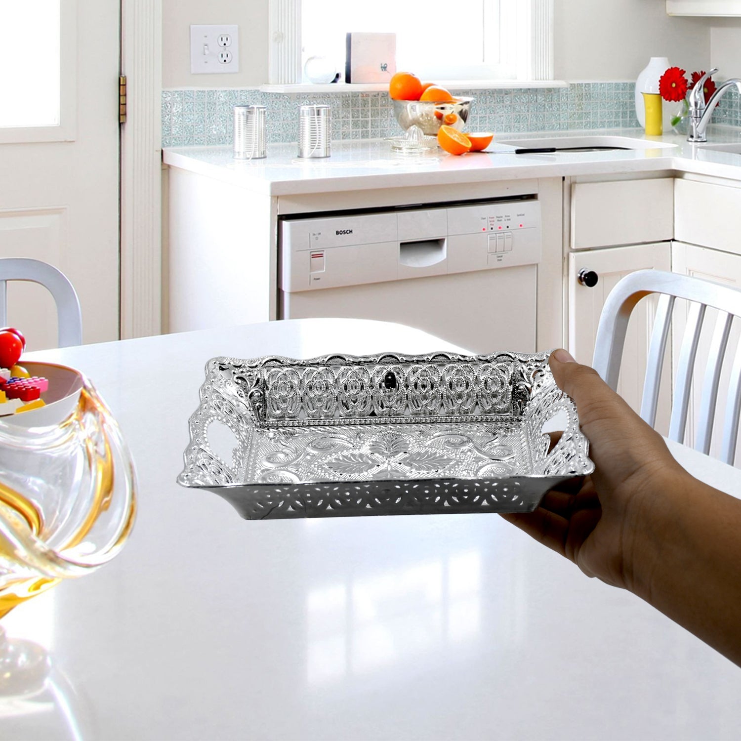 Elegant Mukhwas serving tray with multiple compartments for dry fruits and sweets.