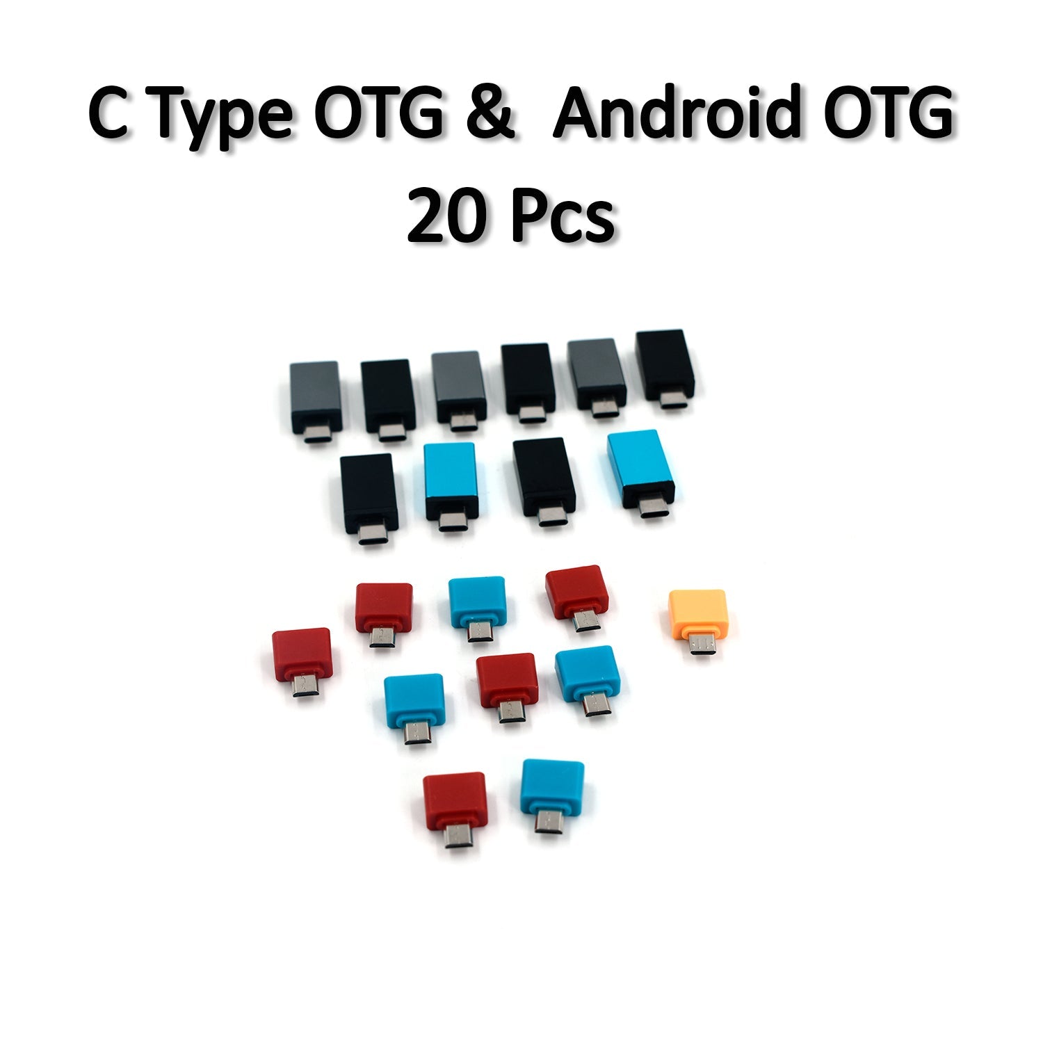 Assortment of Type C and Micro USB OTG adapters neatly stored inside the black zip pouch.
