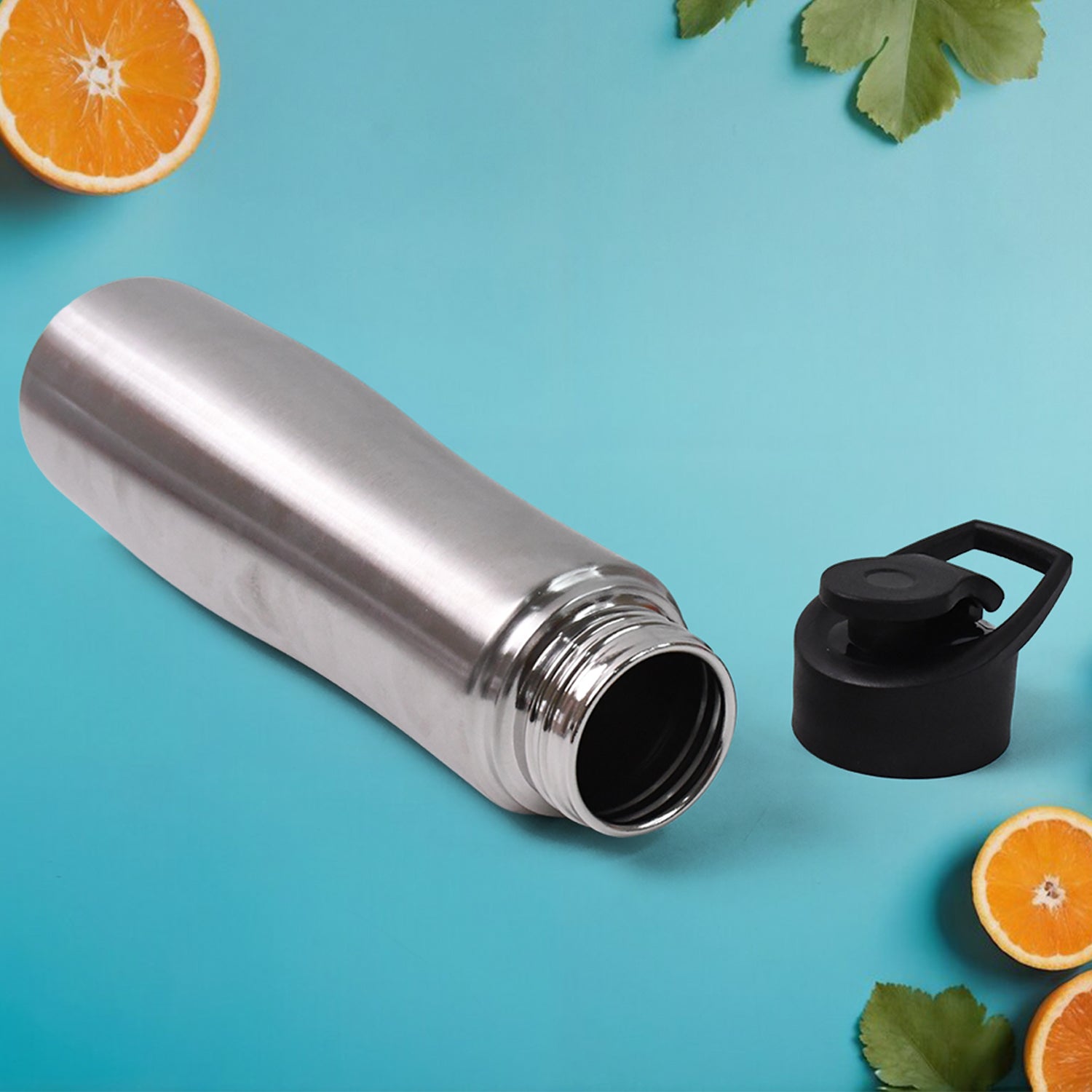 Side view of durable stainless steel water bottle for travel hydration