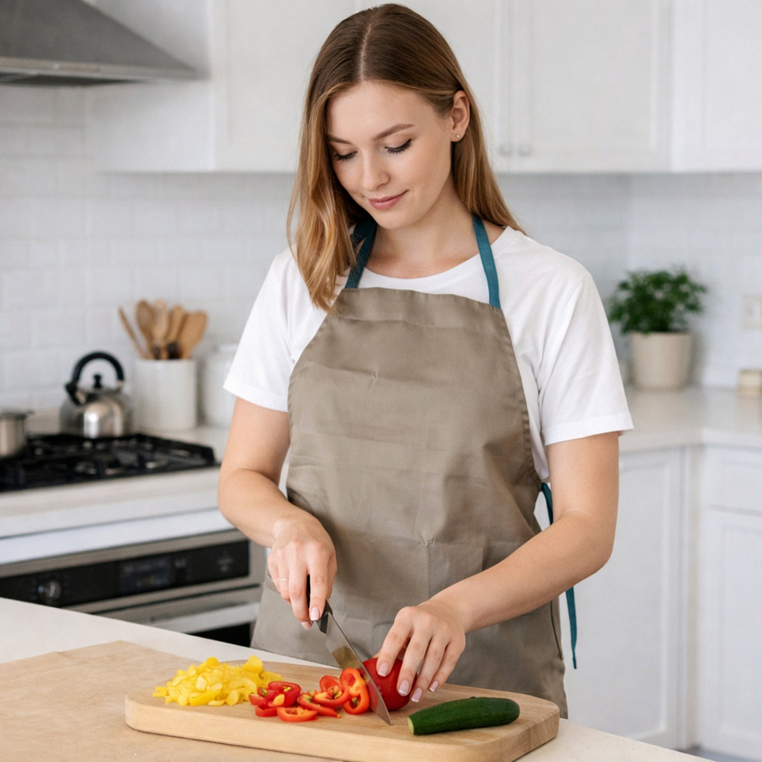 Multipurpose kitchen cooking apron providing full front coverage