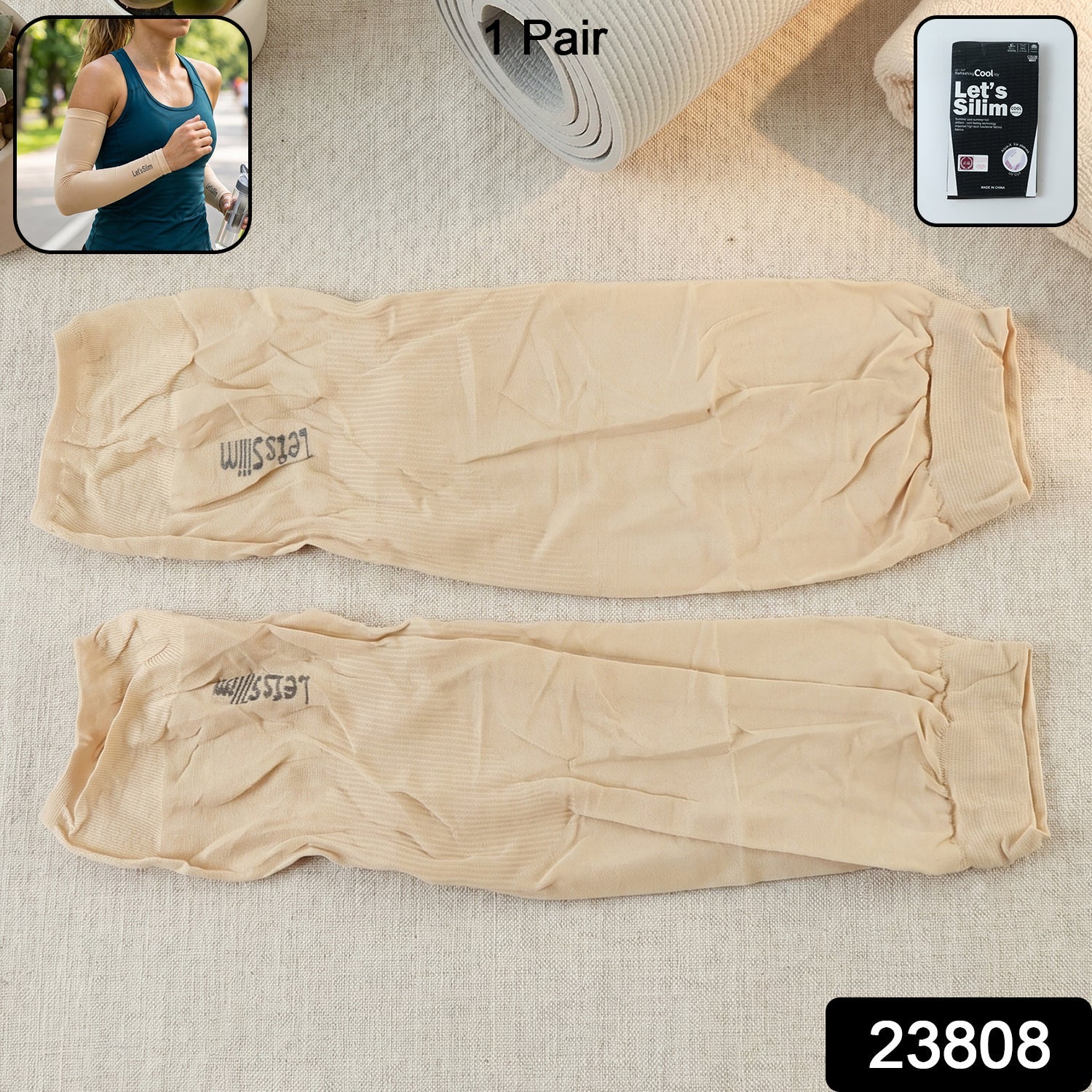 Close-up of arm sleeves showing seamless stretch fit