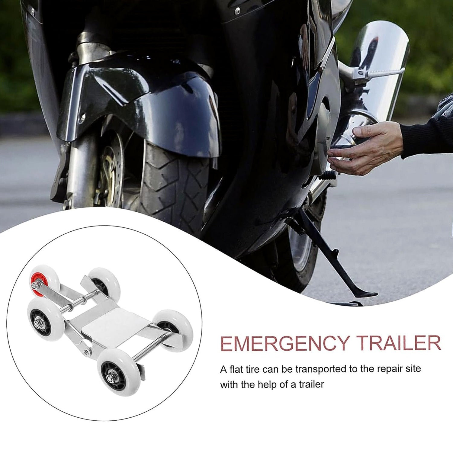 Motorcycle roller parking stand featuring corrosion-resistant metal frame