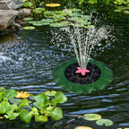 Eco-friendly solar fountain pump with unique green leaf and pink star design