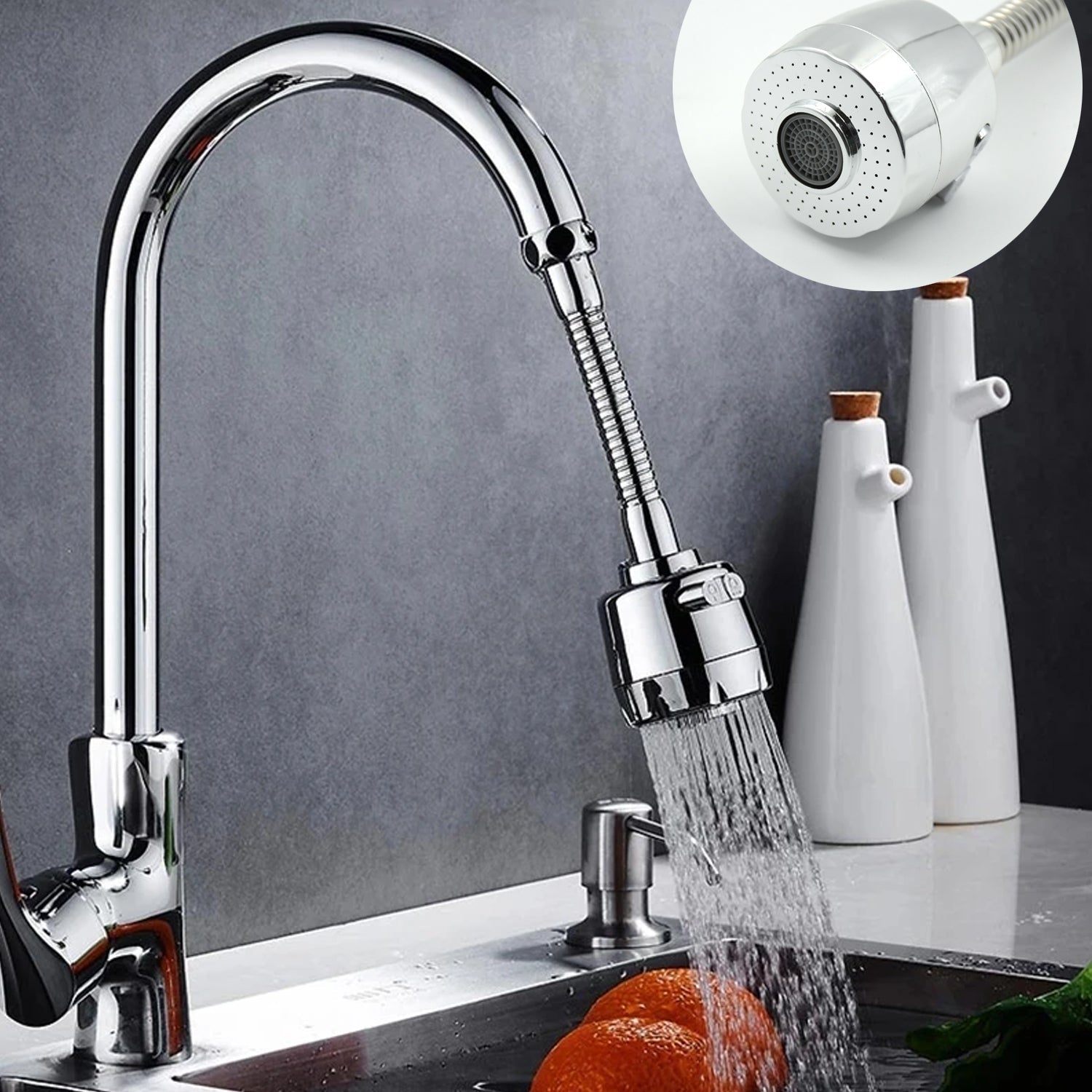 Water-Saving Faucet Sprayer in a bathroom sink, highlighting its versatile application.