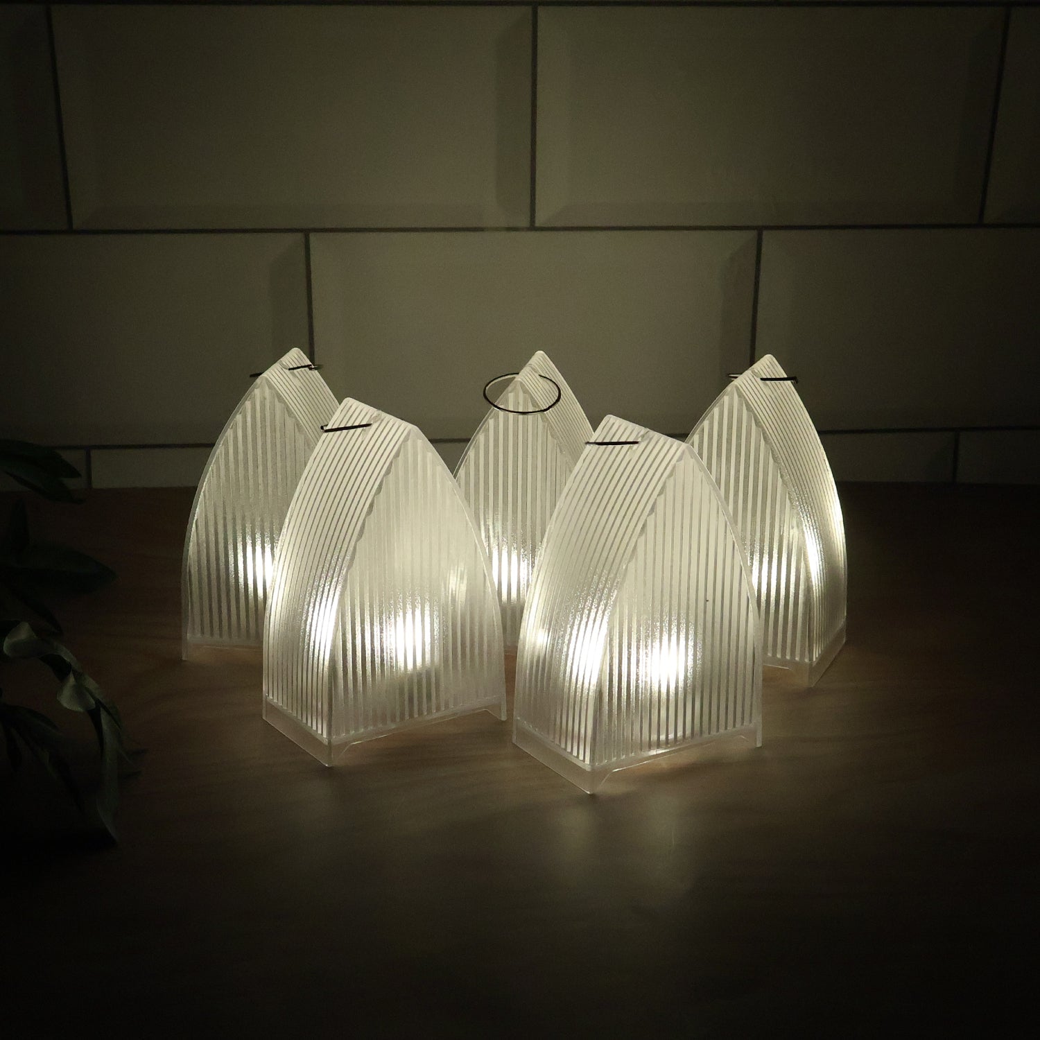 Set of 5 LED flameless lantern lights with warm glow for home decor