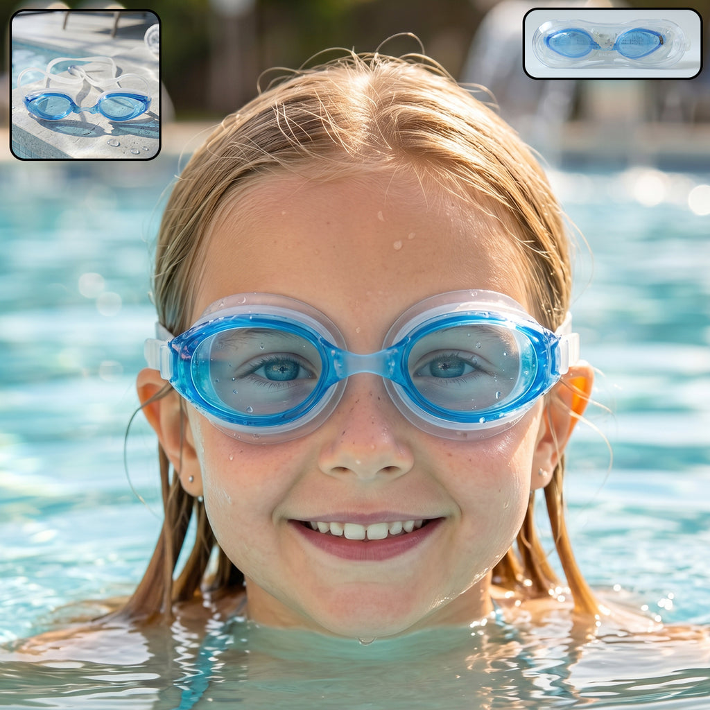 Kids Comfortable Fit Swimming Goggles With Clear Vision And Adjustable Strap  1 Pc