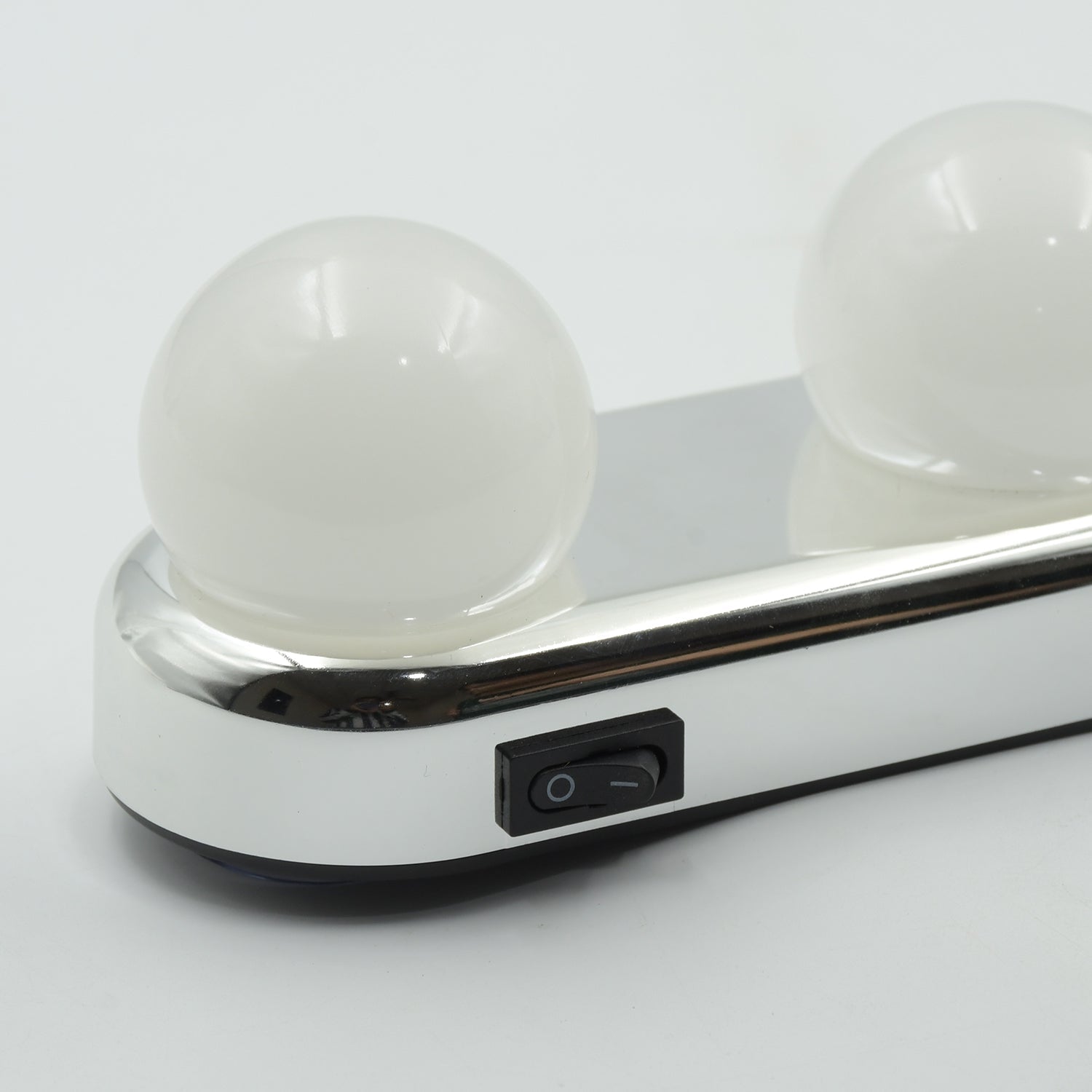Top-down view of the bright LED makeup light, ready for flawless application.