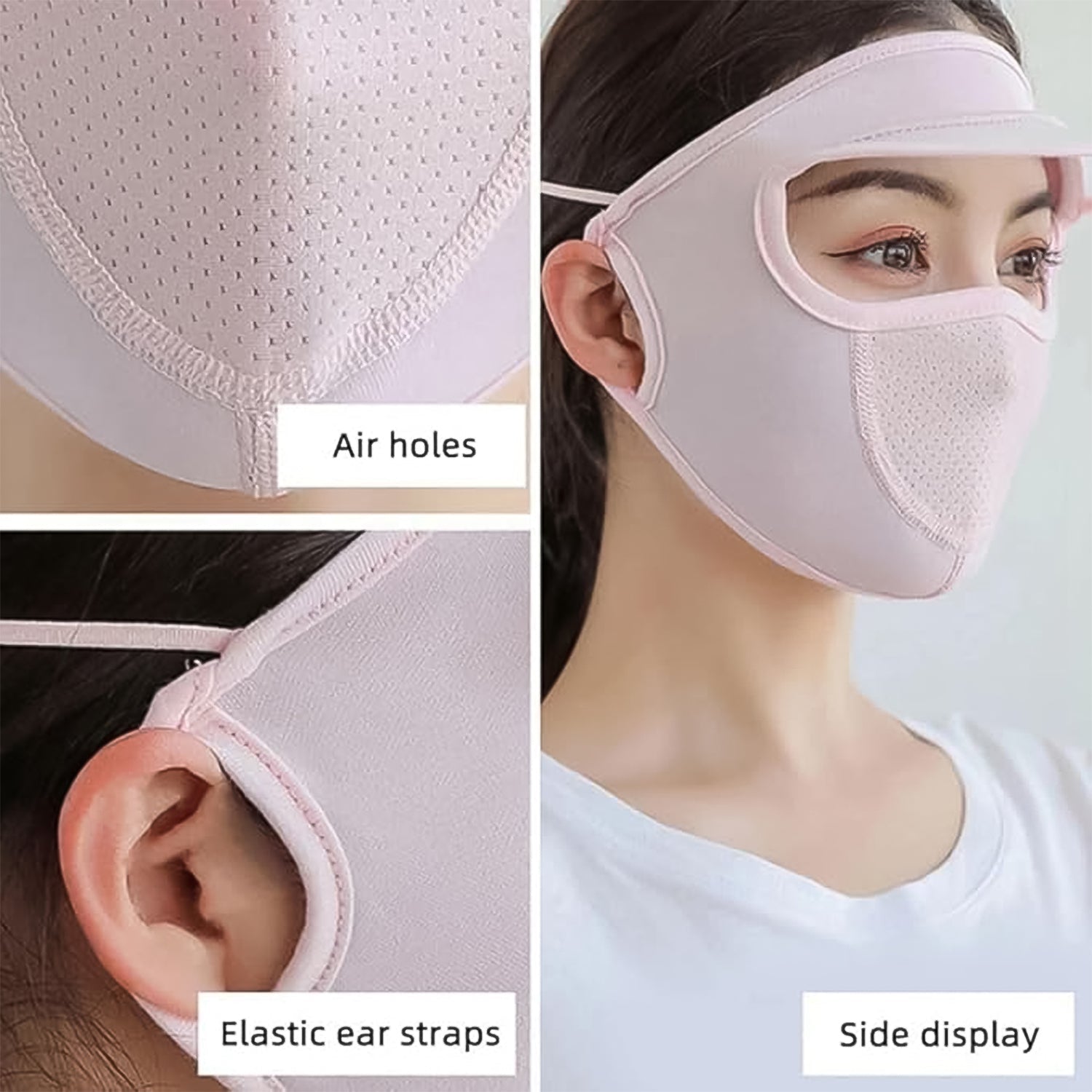 Folded UV Protection Cap with built-in mask, ready for travel or storage.