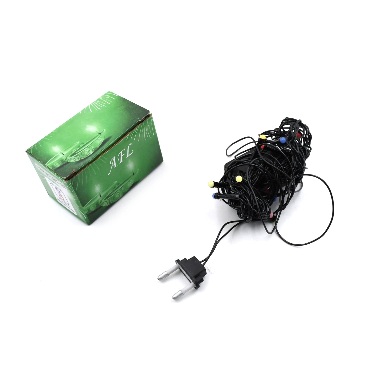Bright multi-color LED string lights displayed in a gift box.