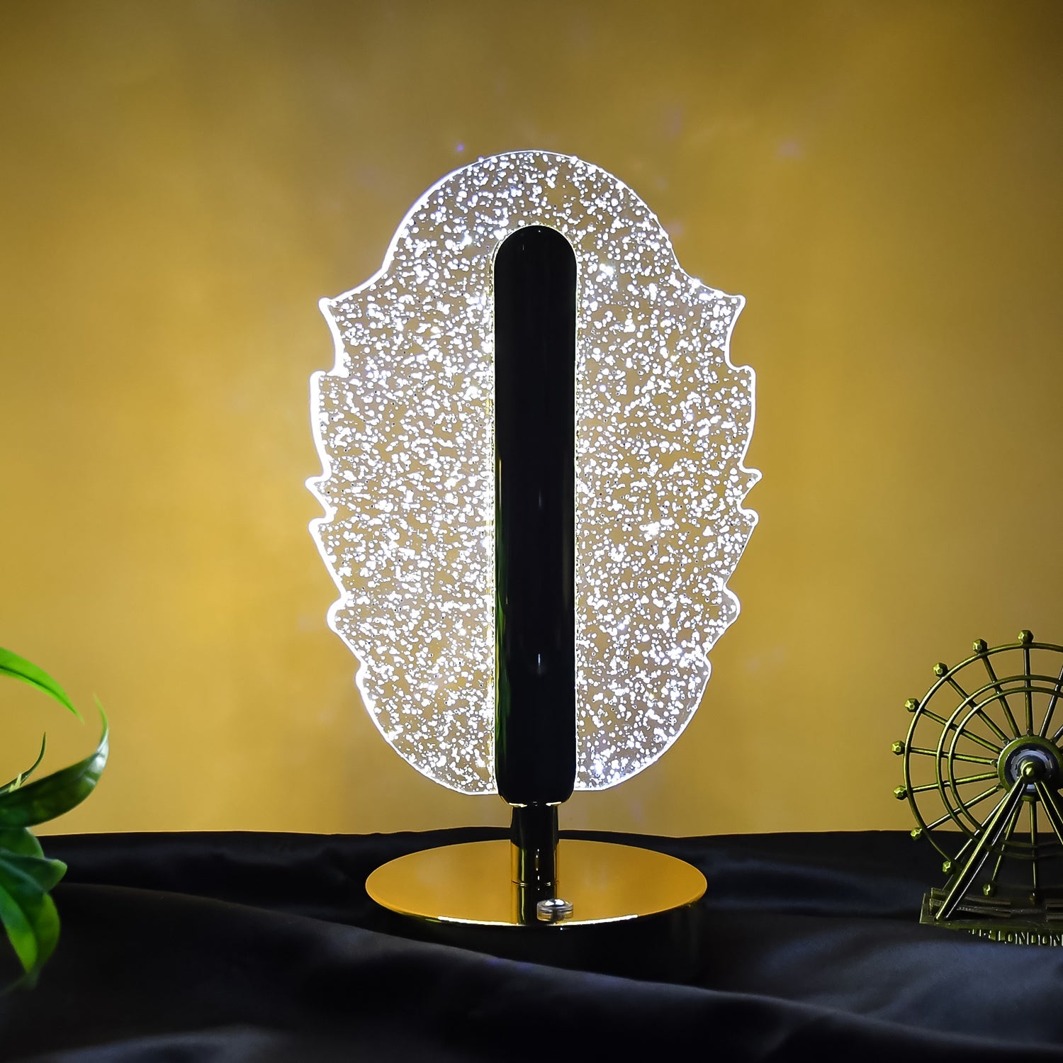 Elegant feather inspired crystal table lamp as home décor