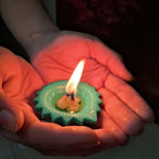 A pair of decorative silicone diyas emitting a soft glow, perfect for creating a spiritual atmosphere.