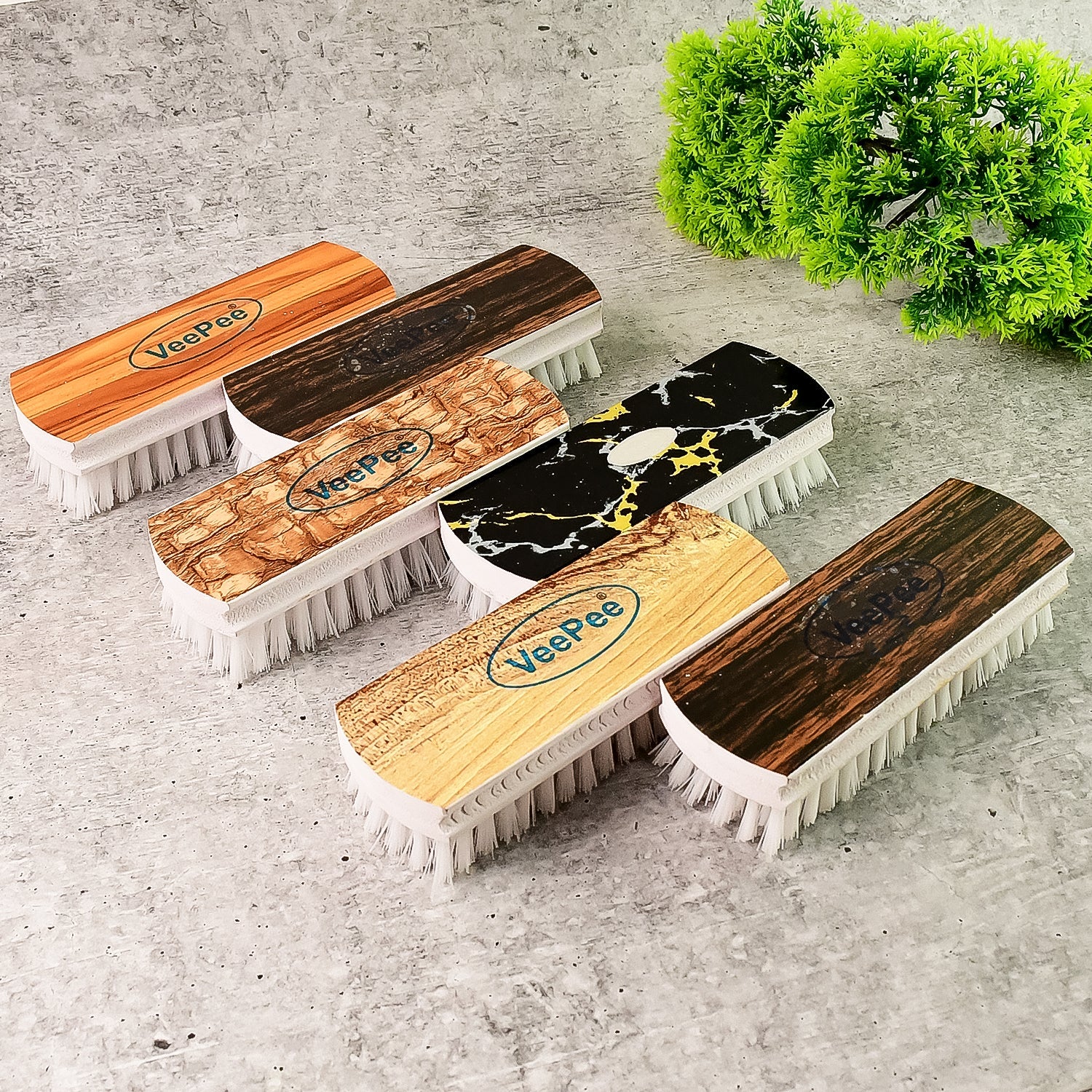 Close-up of VeePee hard bristle multipurpose cleaning brush for clothes and shoes