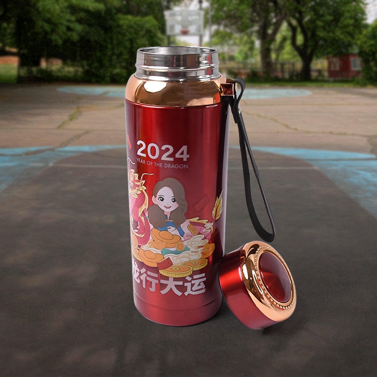 Luxe print insulated flask showcasing stylish design for insulated water bottles