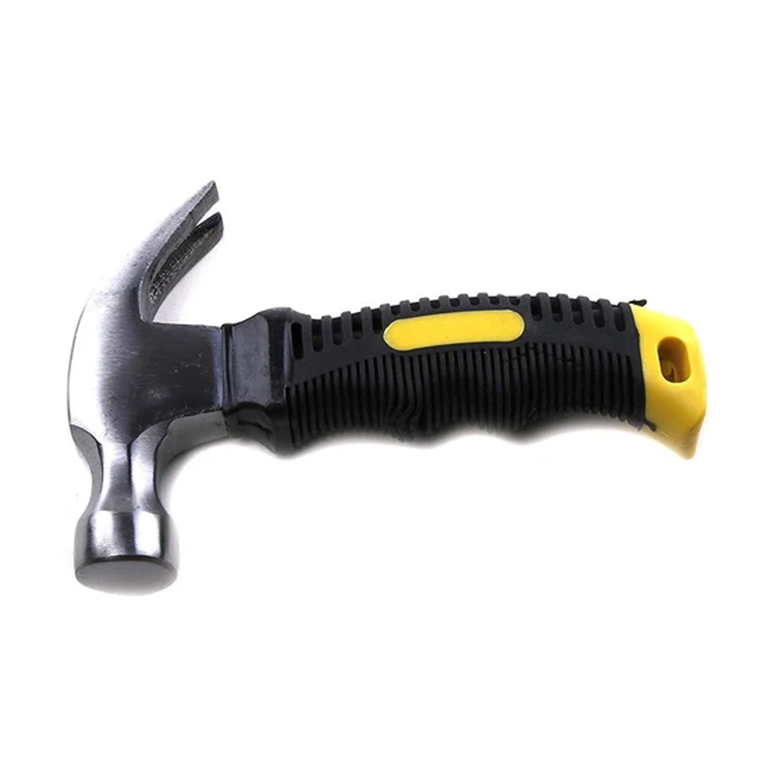 Detail of the fiberglass handle and anti-slip grip of the durable Carpenter Mini Claw Hammer.