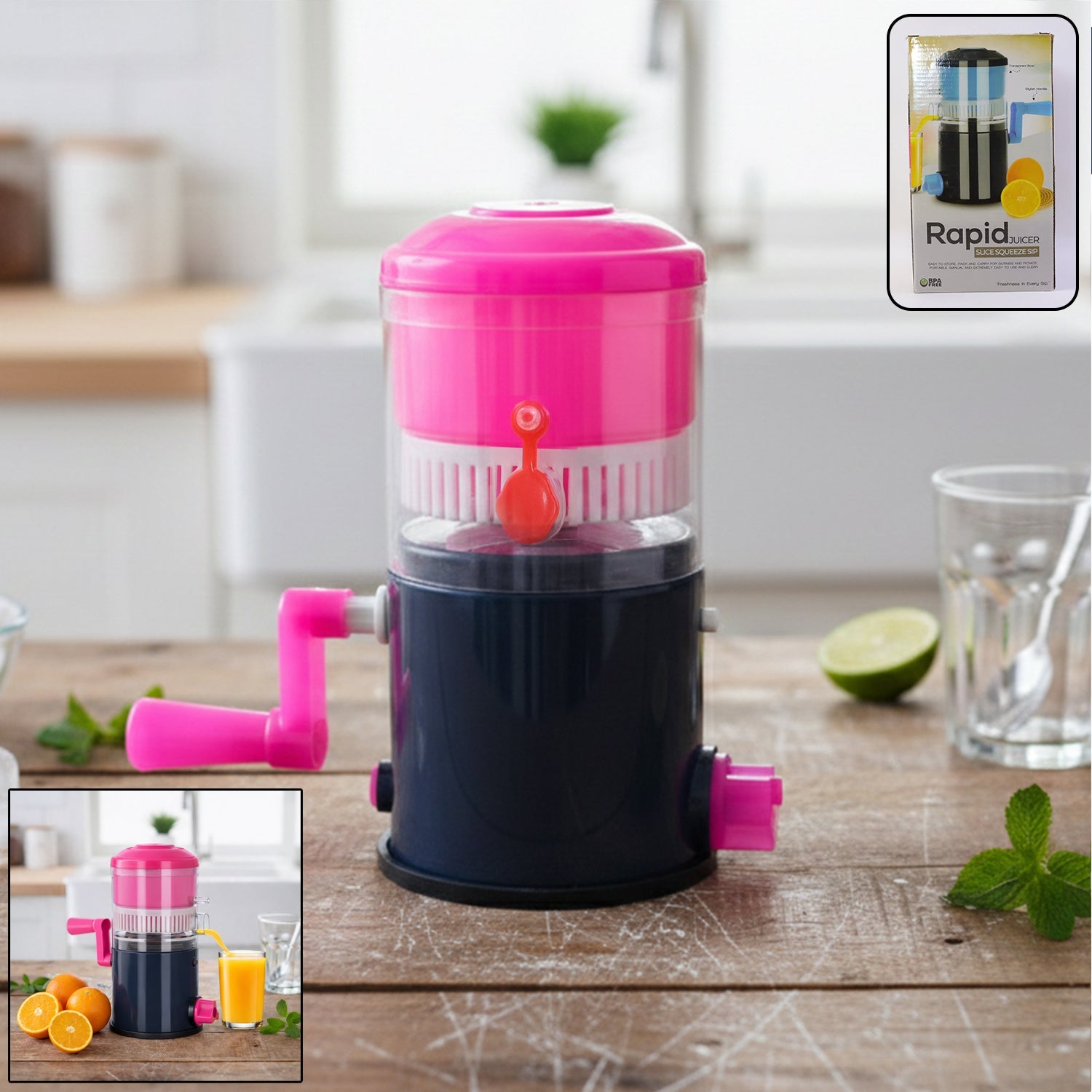 Kitchen lemon and orange juice squeezer with compact base