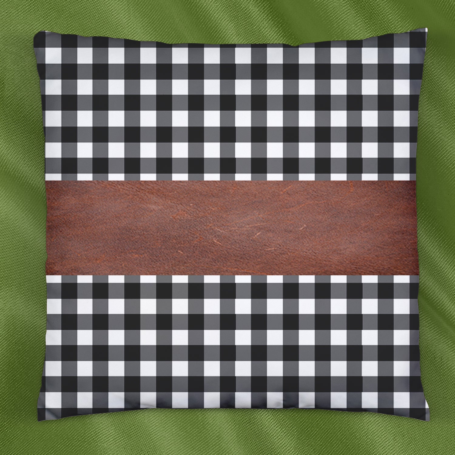 Stylish leather and cotton cushion covers adding a chic accent to a bedroom setting.