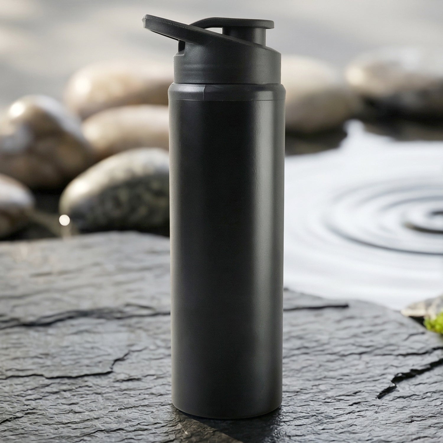 Reusable steel water bottle with secure flip lid for active lifestyles
