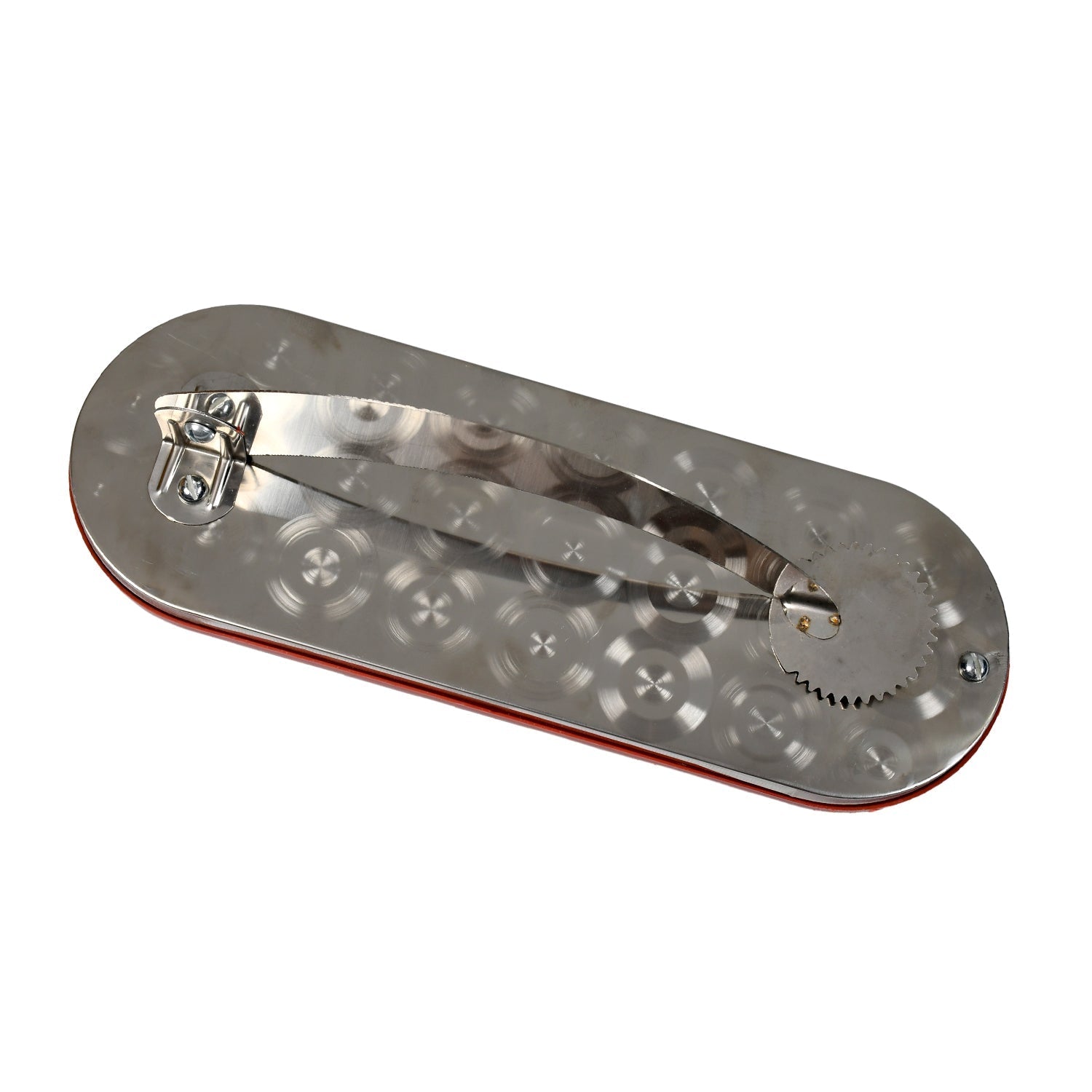 Front view of the heavy-duty steel vegetable cutter on a kitchen counter.