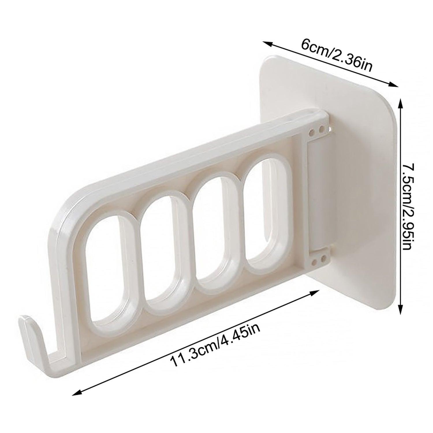 Space-saving door hook for single doors, ideal for bedroom or kitchen use.