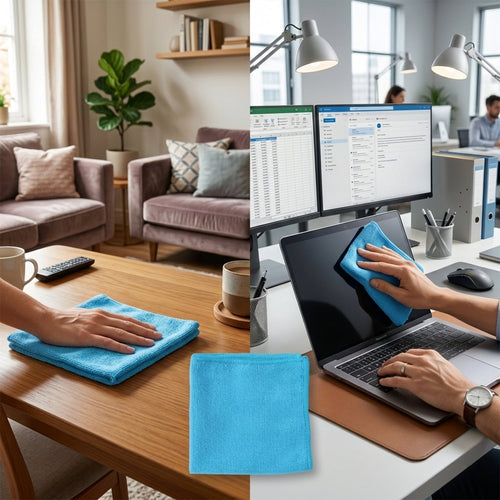 Microfiber dust cloth for cleaning glass, screens, and household surfaces