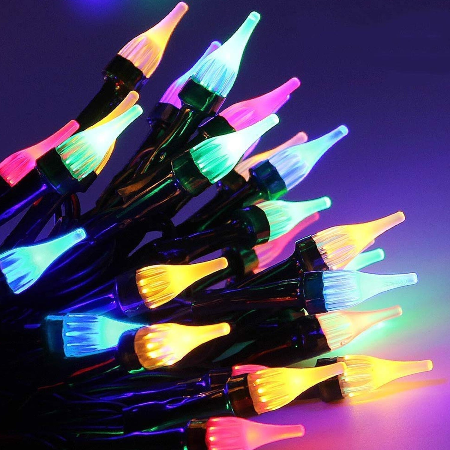 Long flower string lights draped elegantly for a festival celebration.