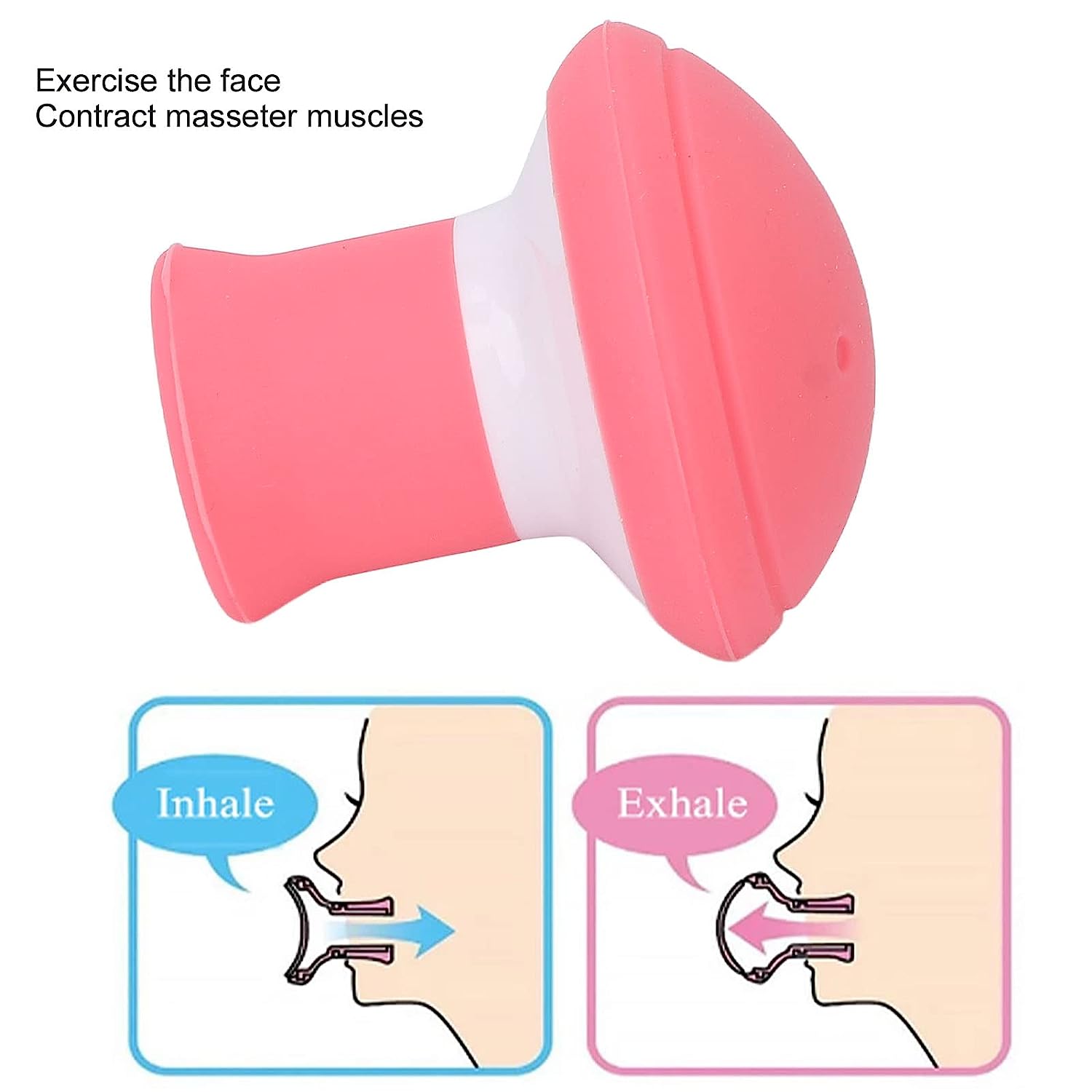 Diagram showing the benefits of using the facial exerciser for a youthful look.